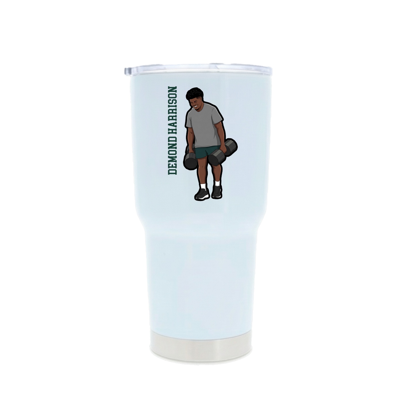 30oz Stainless Steel Tumbler — Name Vertical in White