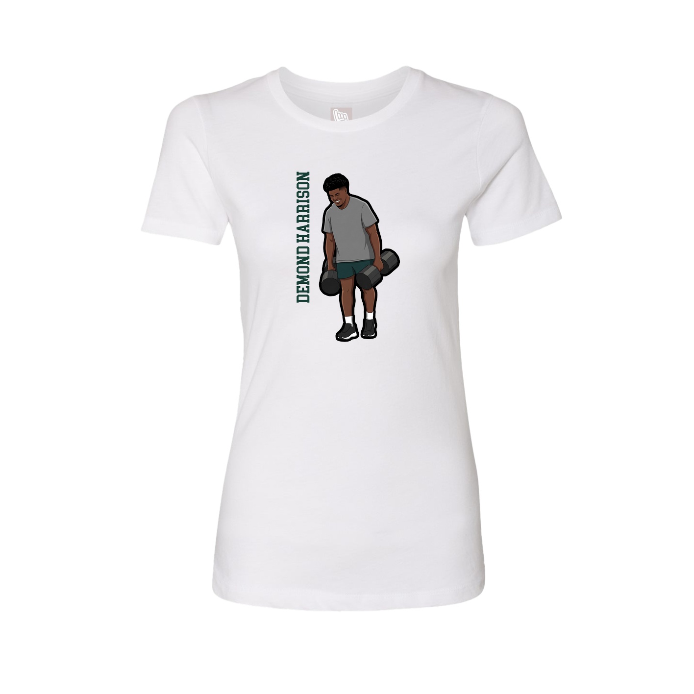 Fitted Women's Tee — Name Vertical in White