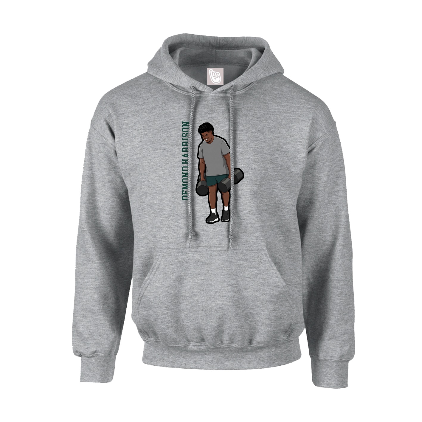 Hoodie — Name Vertical in Grey