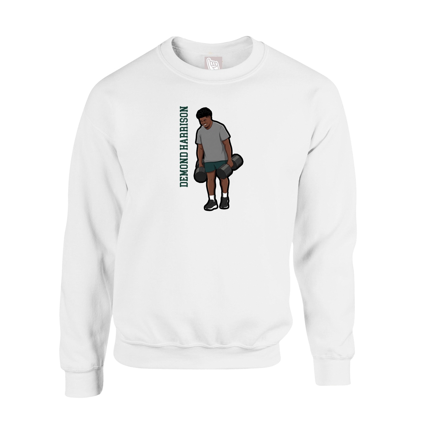 Fleece Crew — Name Vertical in White