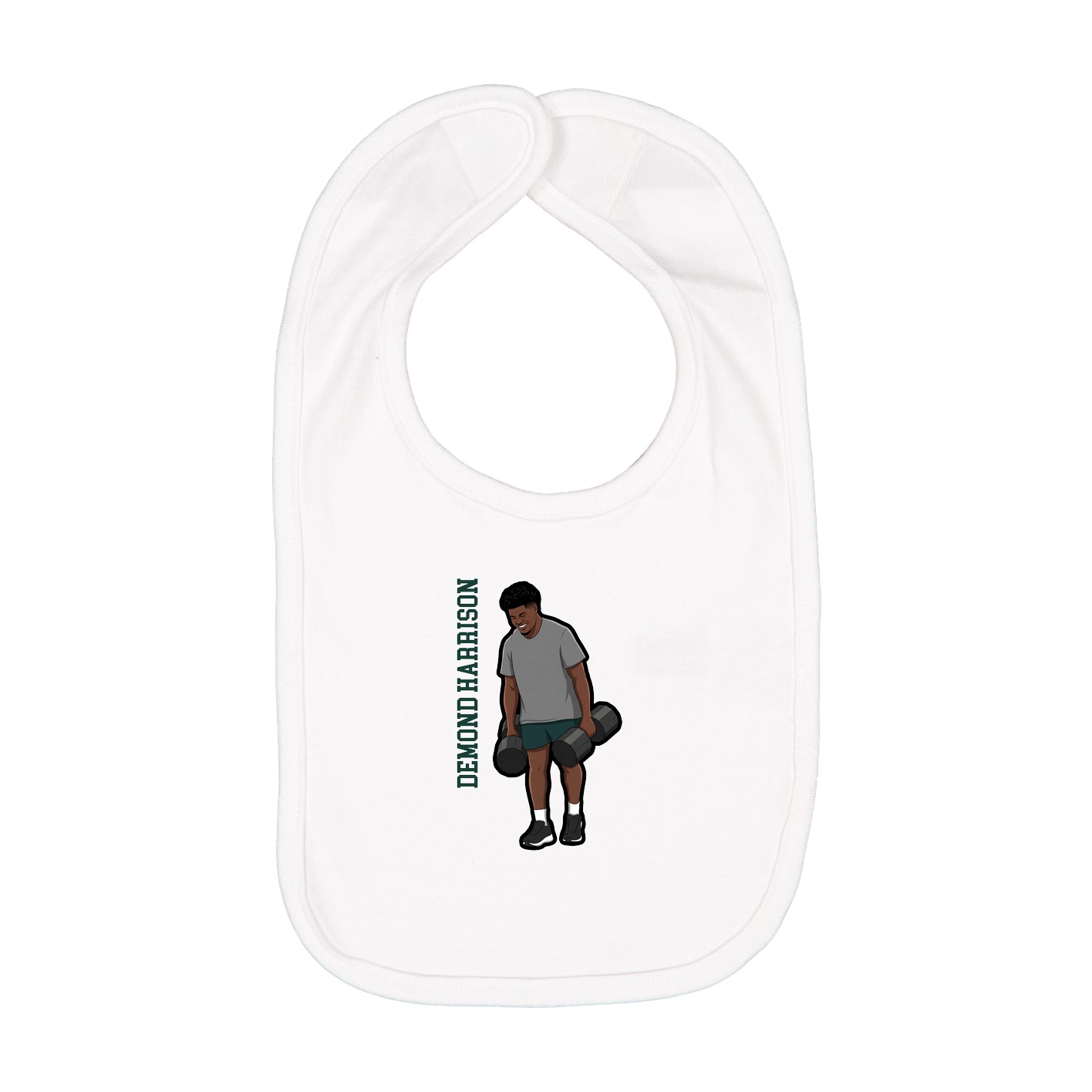 Infant Bib — Name Vertical in White