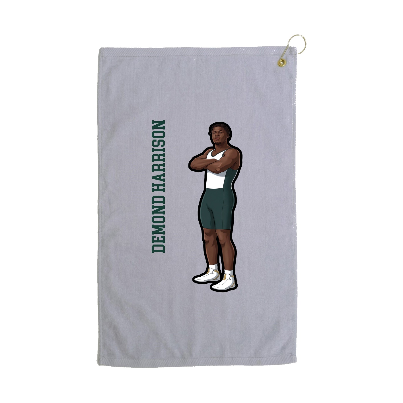 Golf Towel — Name Vertical in Grey