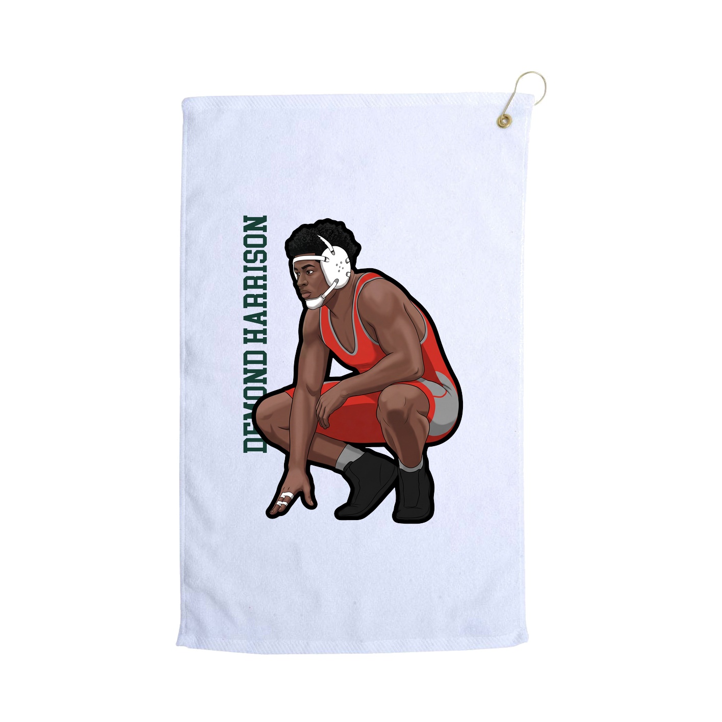 Golf Towel — Name Vertical in White
