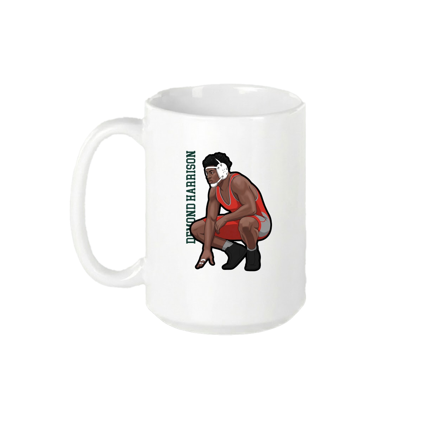 15oz Coffee Mug — Name Vertical in White
