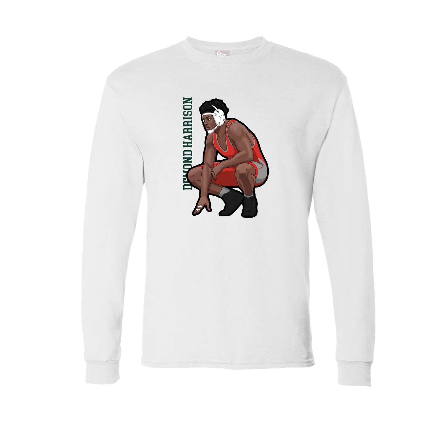 Long Sleeve Tee — Name Vertical in White