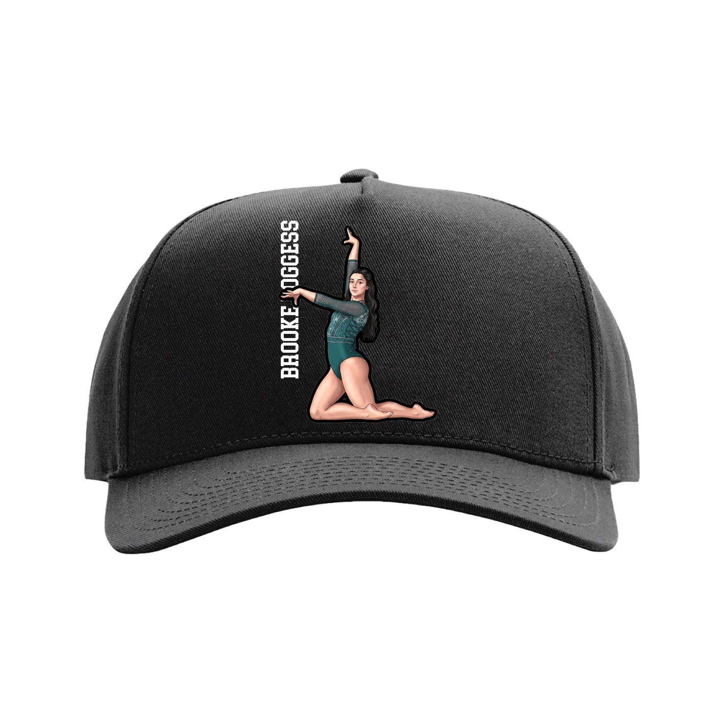 Full Fabric Five-Panel Champ Cap — Name Vertical in Black