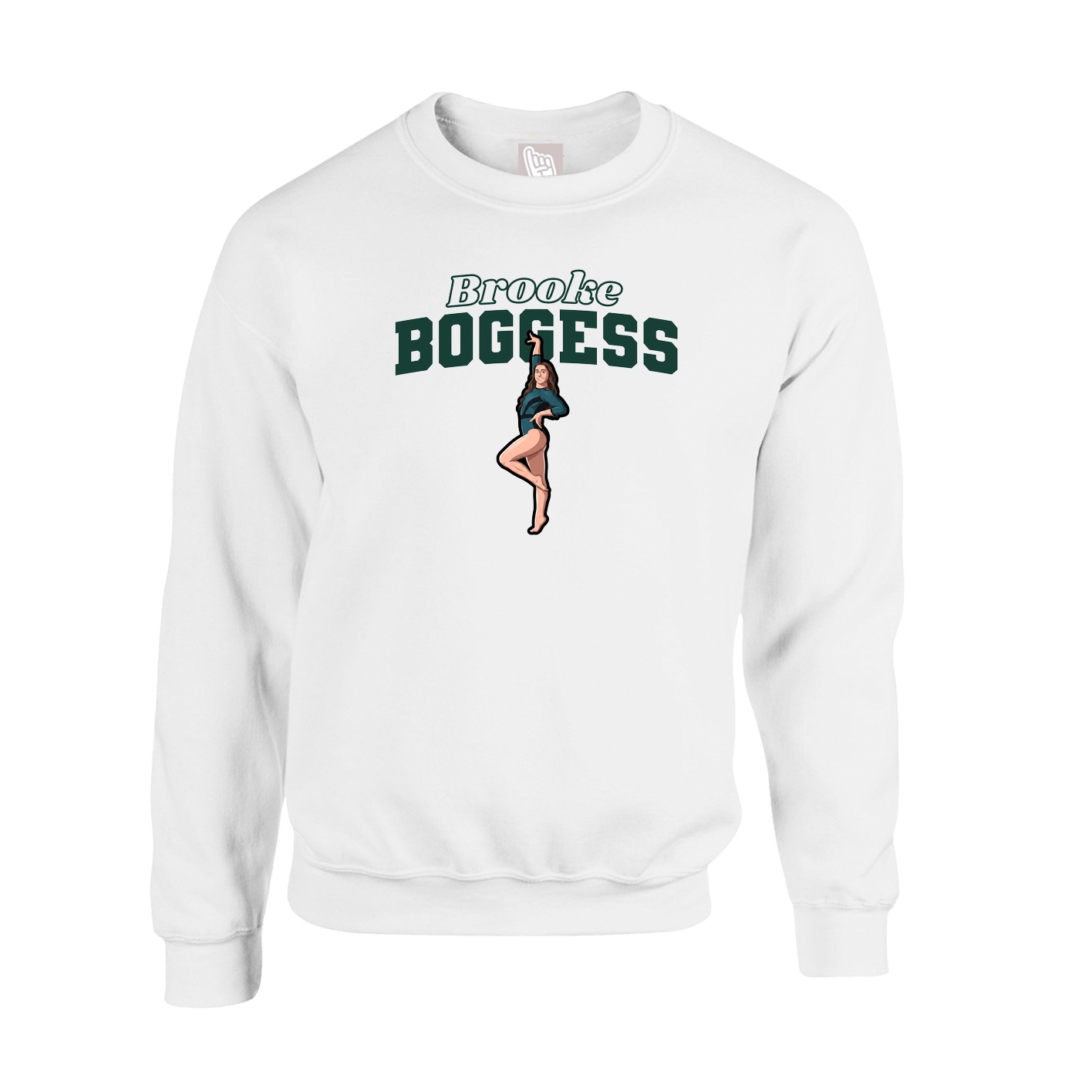 Fleece Crew — Name Arch in White