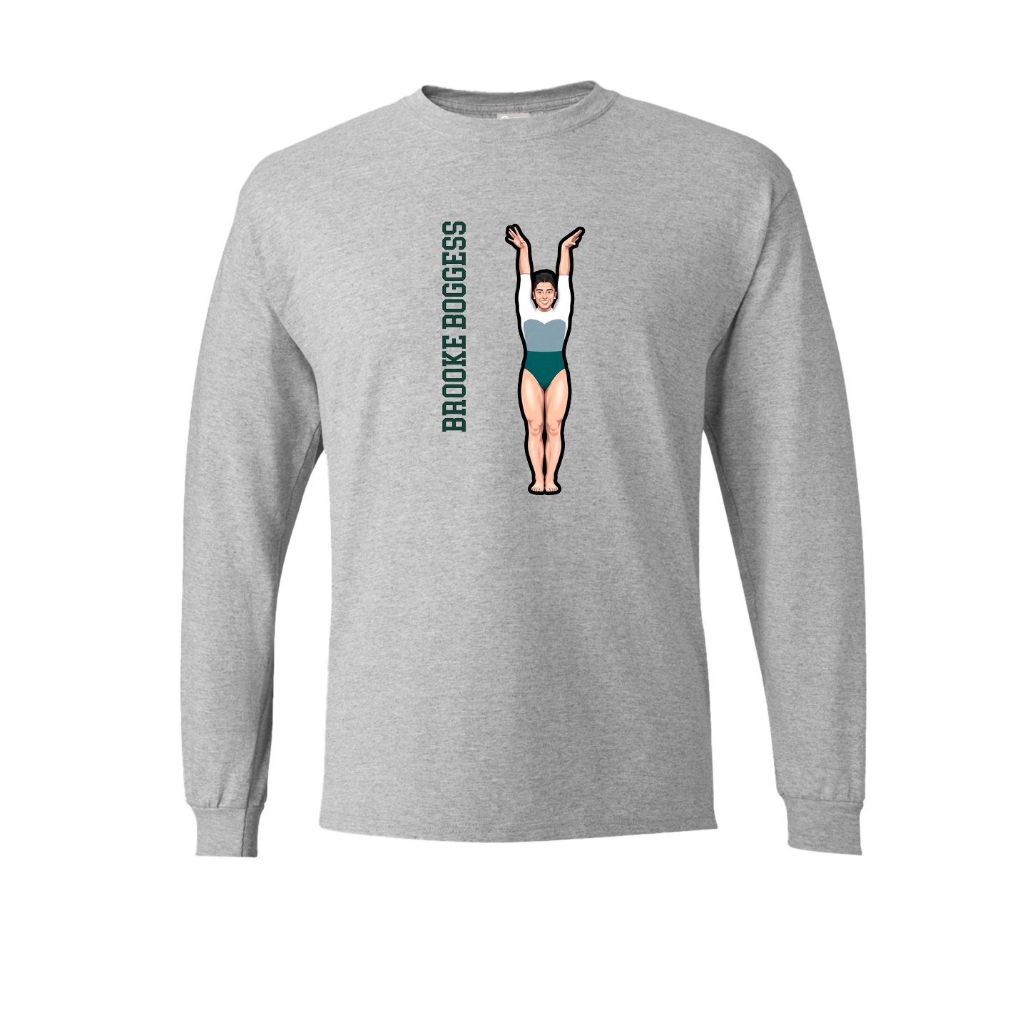 Long Sleeve Tee — Name Vertical in Grey