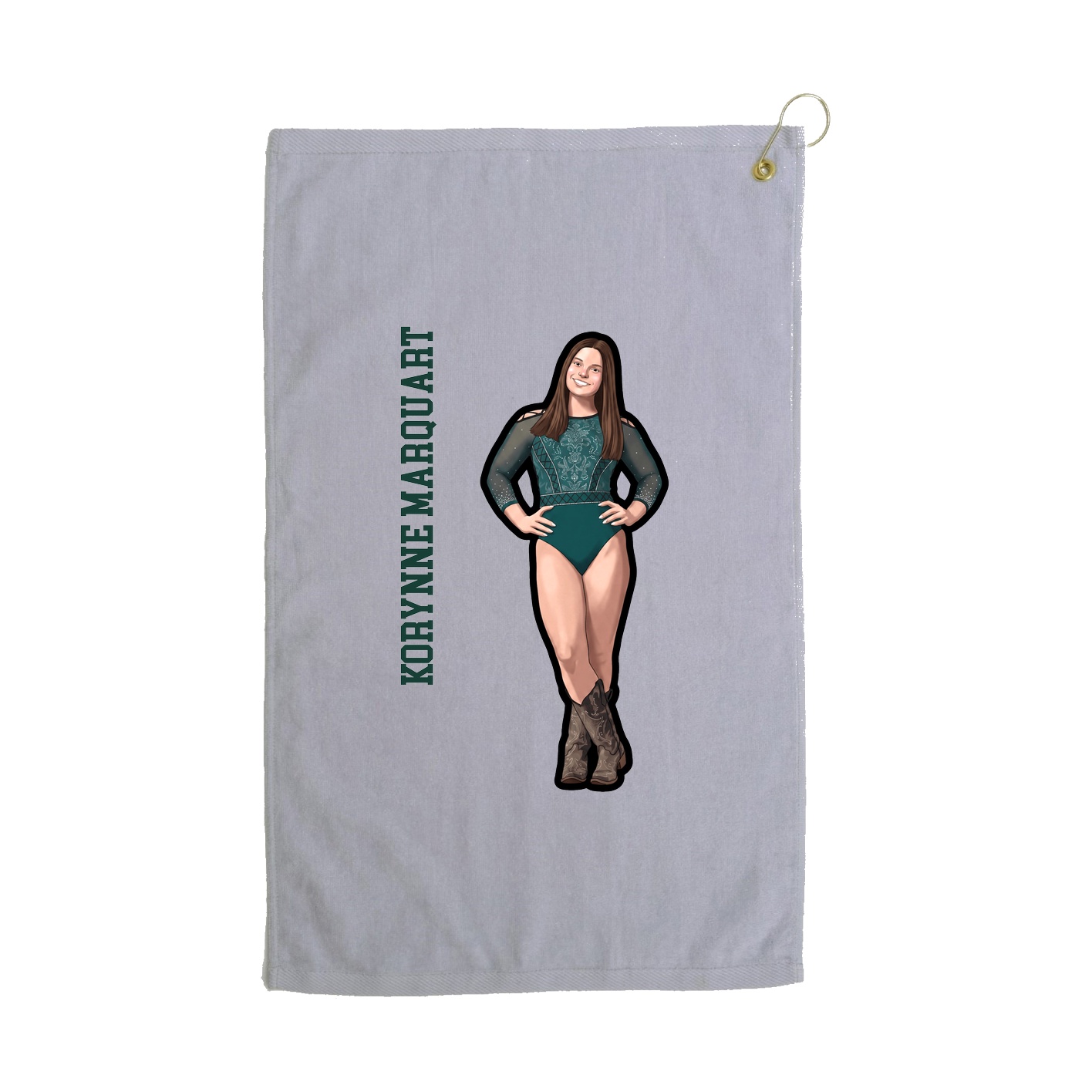 Golf Towel — Name Vertical in Grey