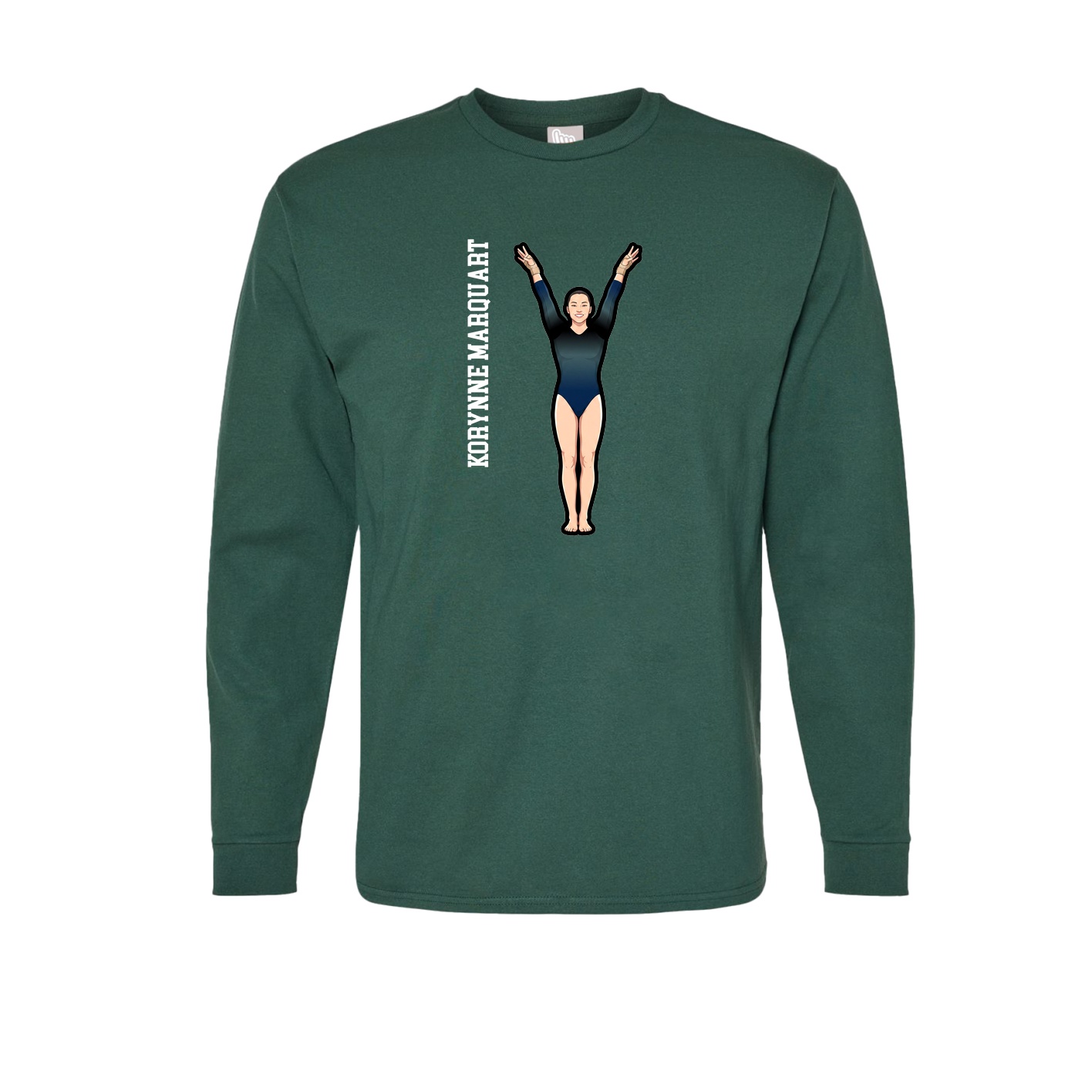 Long Sleeve Tee — Name Vertical in Green