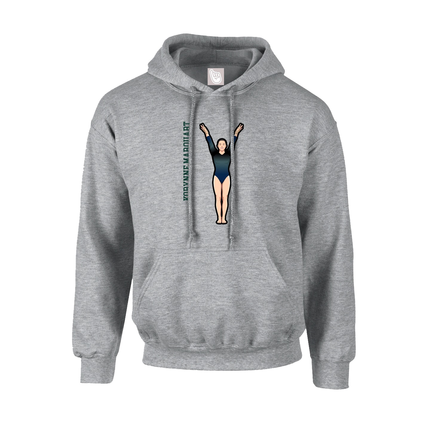 Hoodie — Name Vertical in Grey