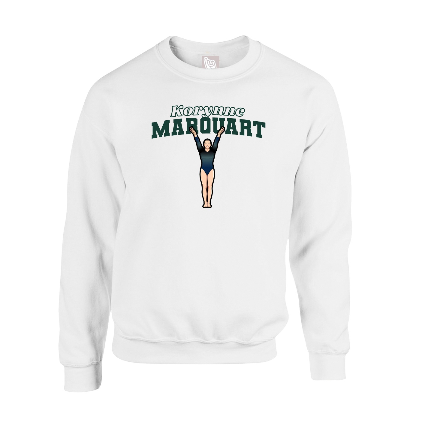 Fleece Crew — Name Arch in White
