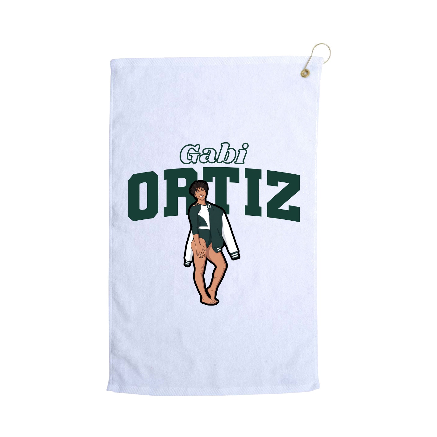 Golf Towel — Name Arch in White