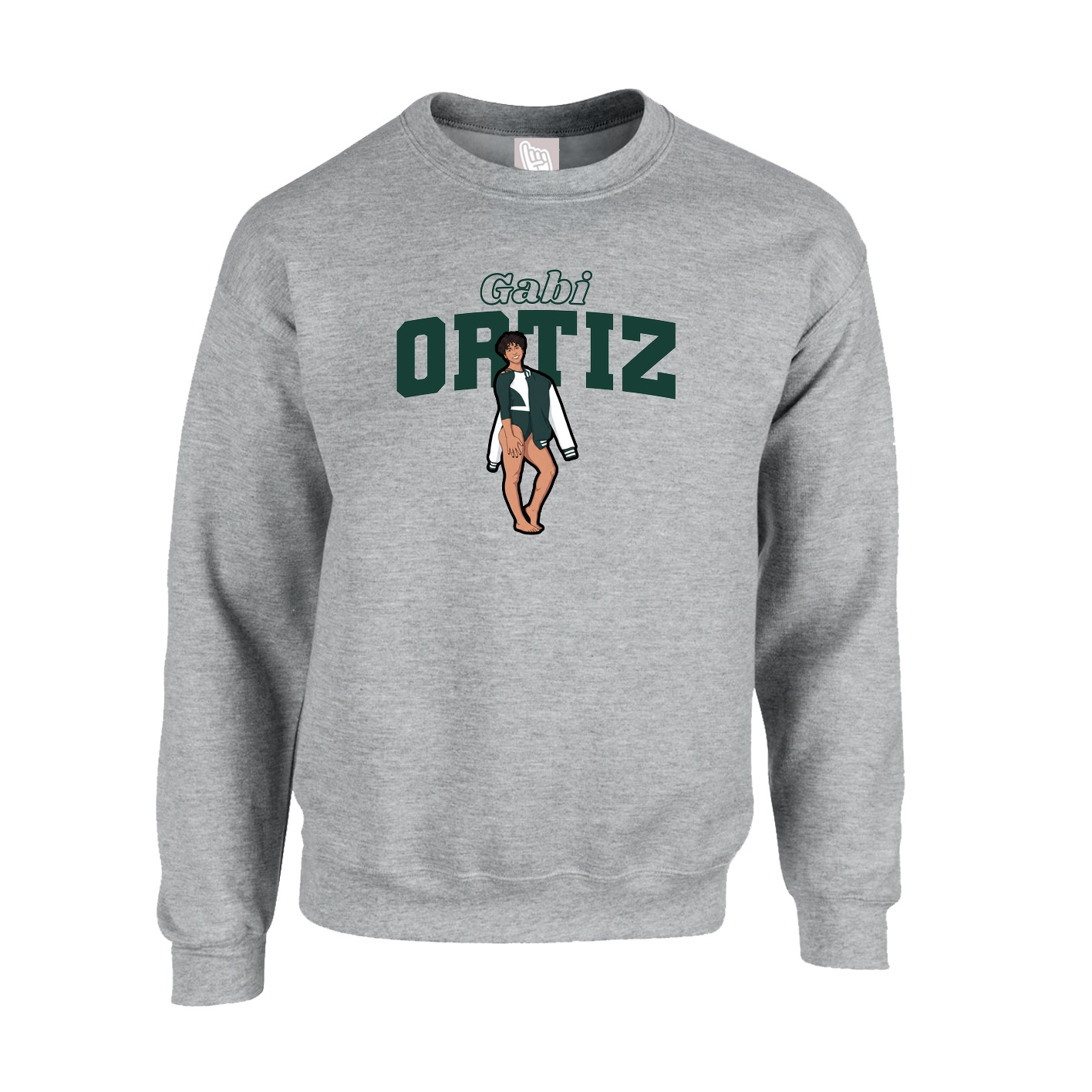 Fleece Crew — Name Arch in Grey