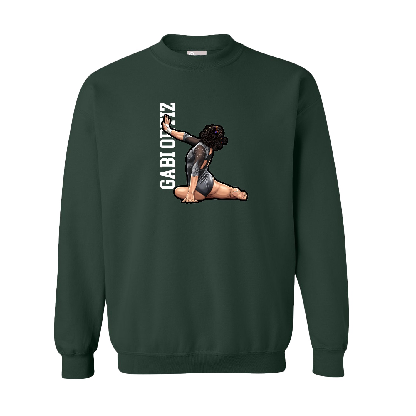 Fleece Crew — Name Vertical in Green
