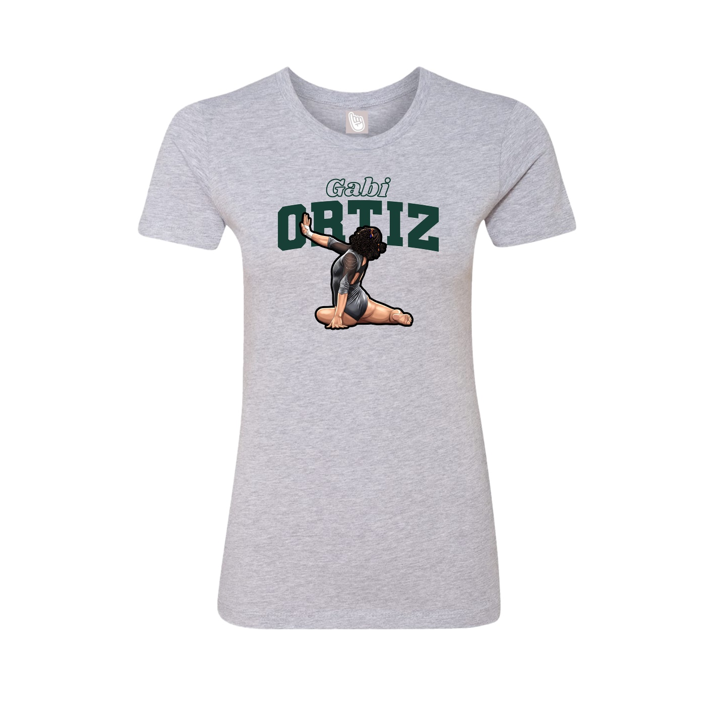 Fitted Women's Tee — Name Arch in Grey