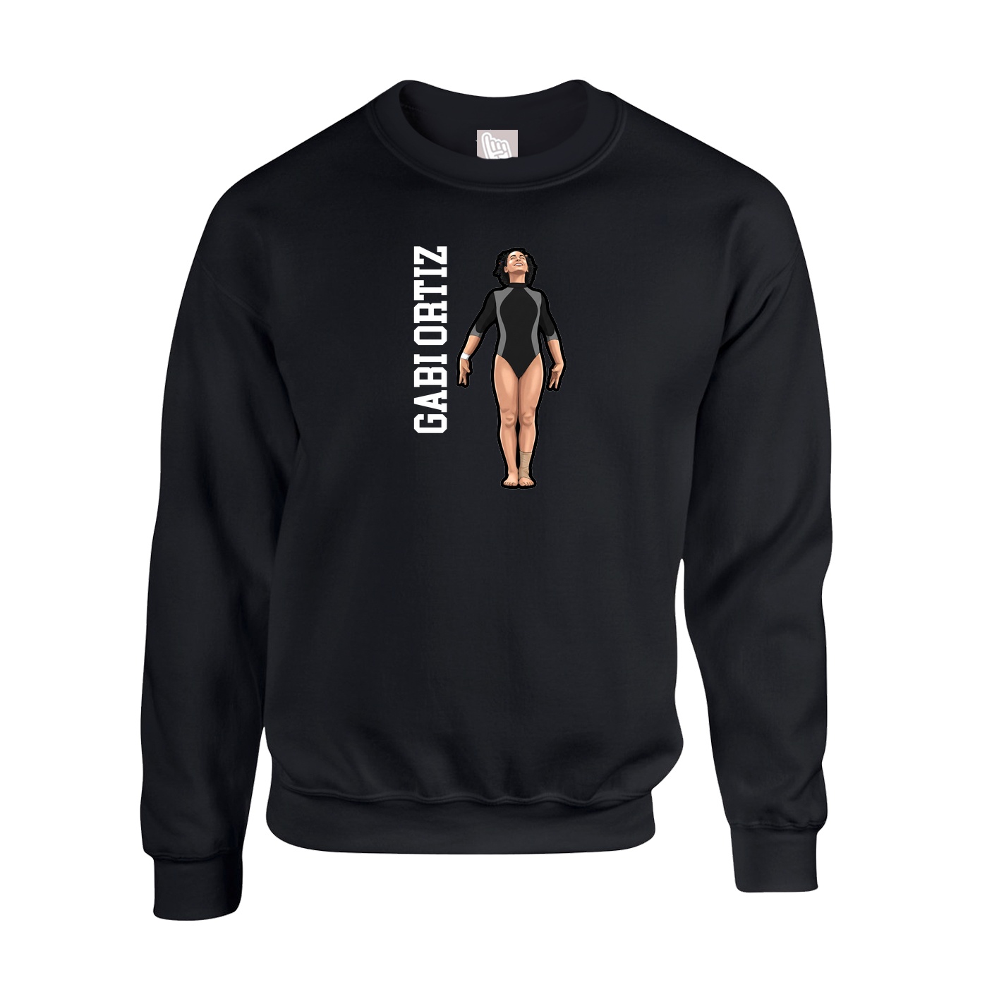 Fleece Crew — Name Vertical in Black