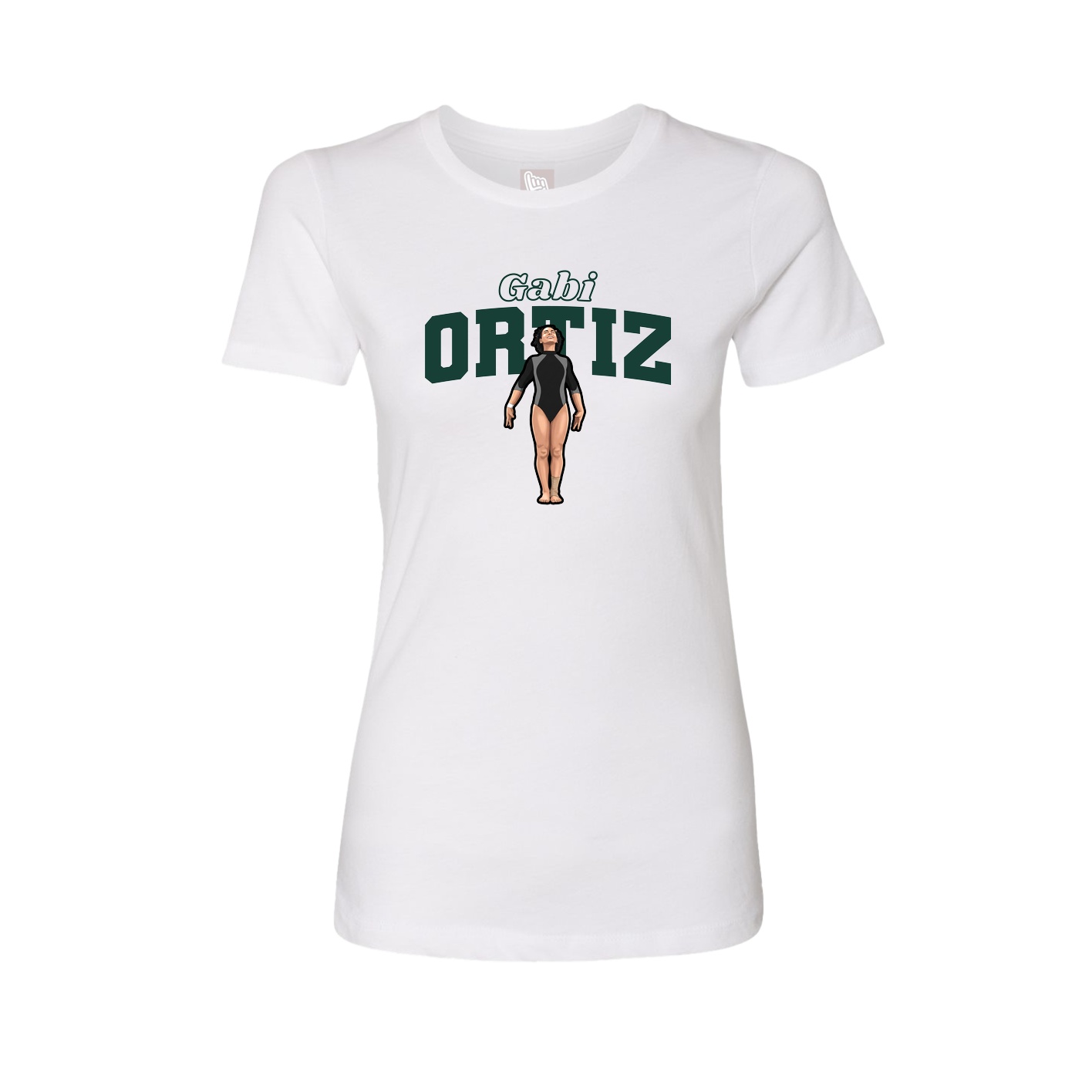 Fitted Women's Tee — Name Arch in White