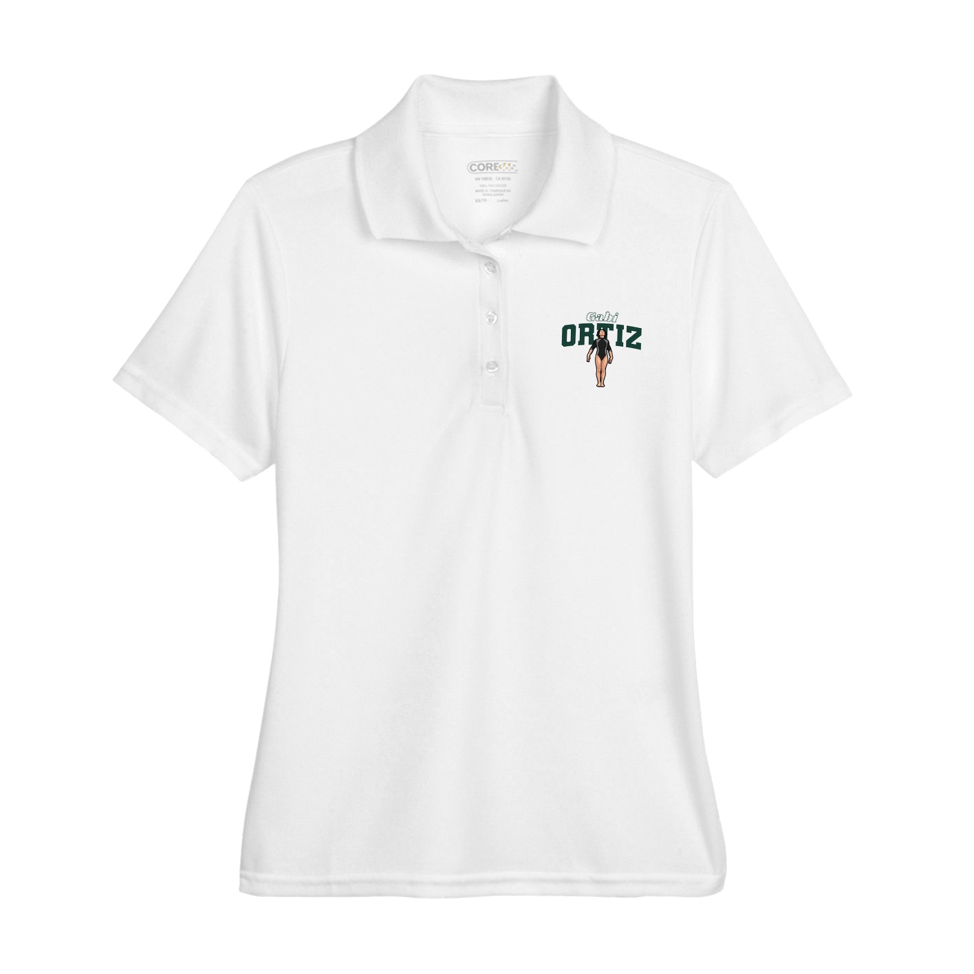 Womens Performance Polo — Name Arch in White