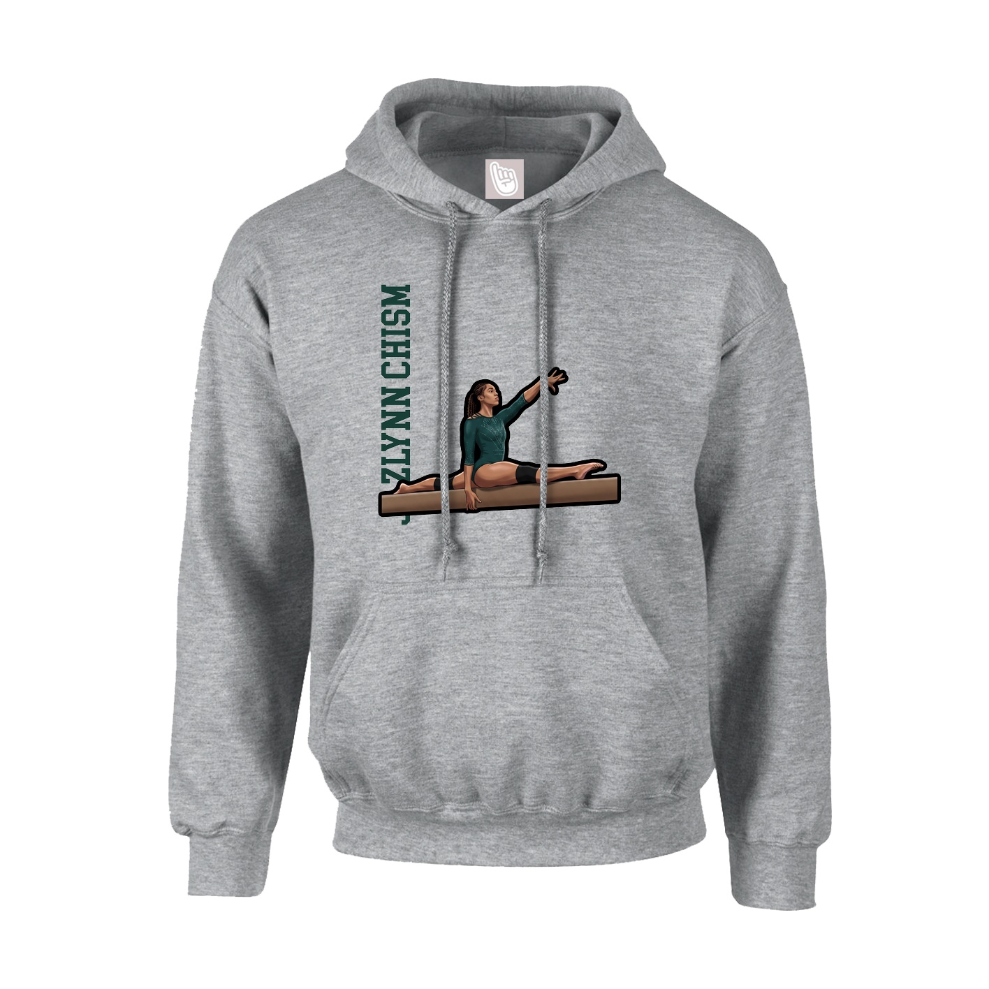 Hoodie — Name Vertical in Grey
