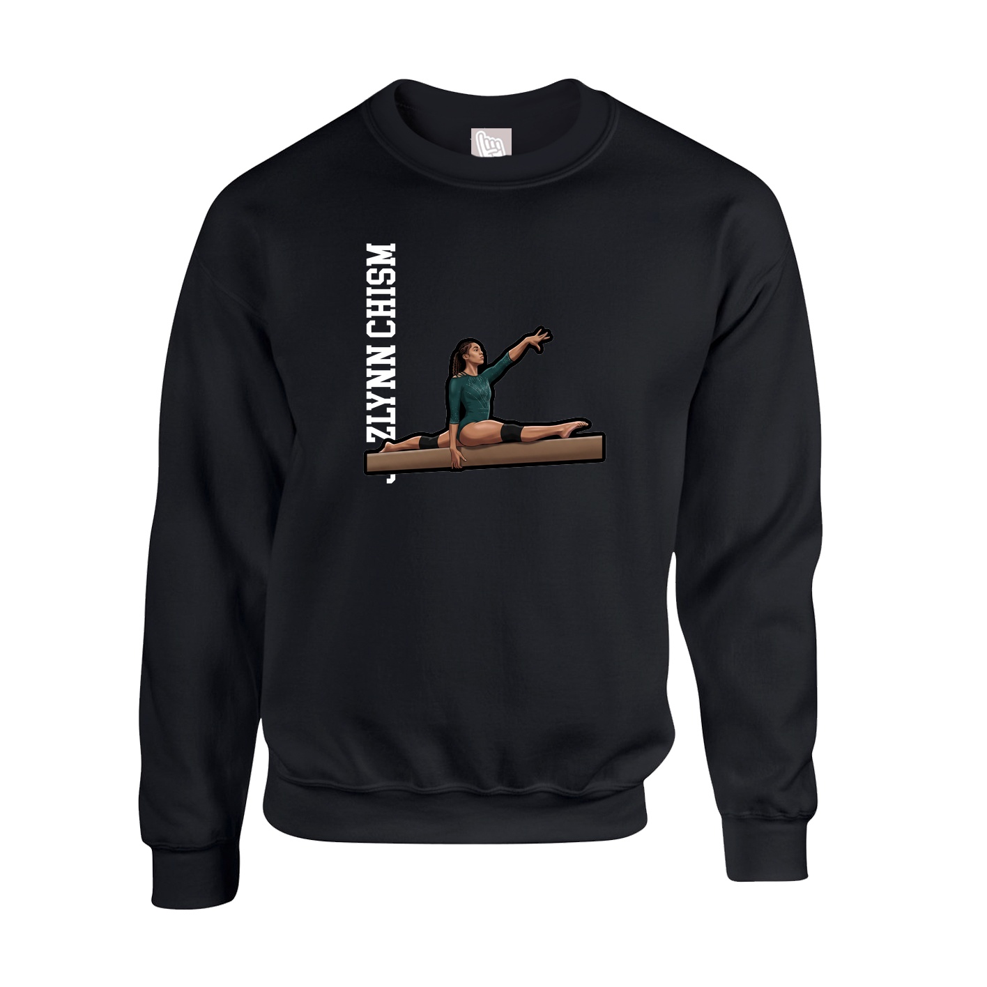 Fleece Crew — Name Vertical in Black