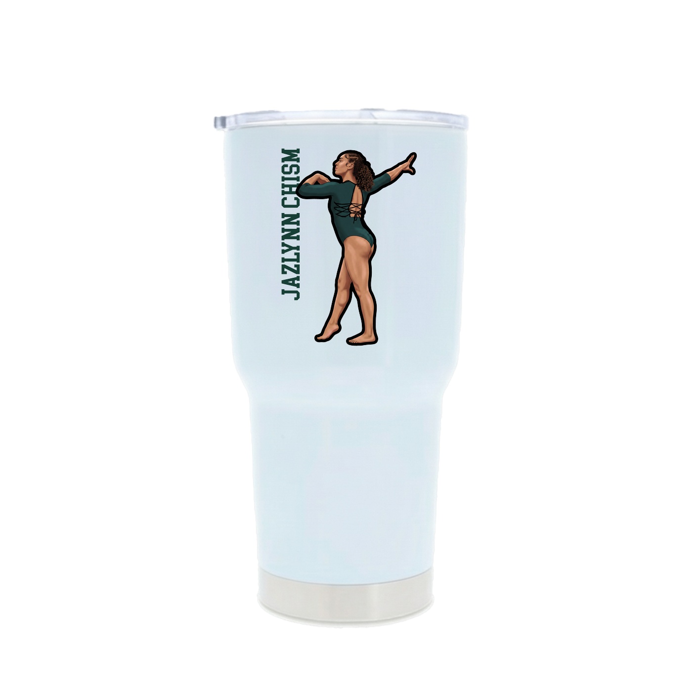 30oz Stainless Steel Tumbler — Name Vertical in White