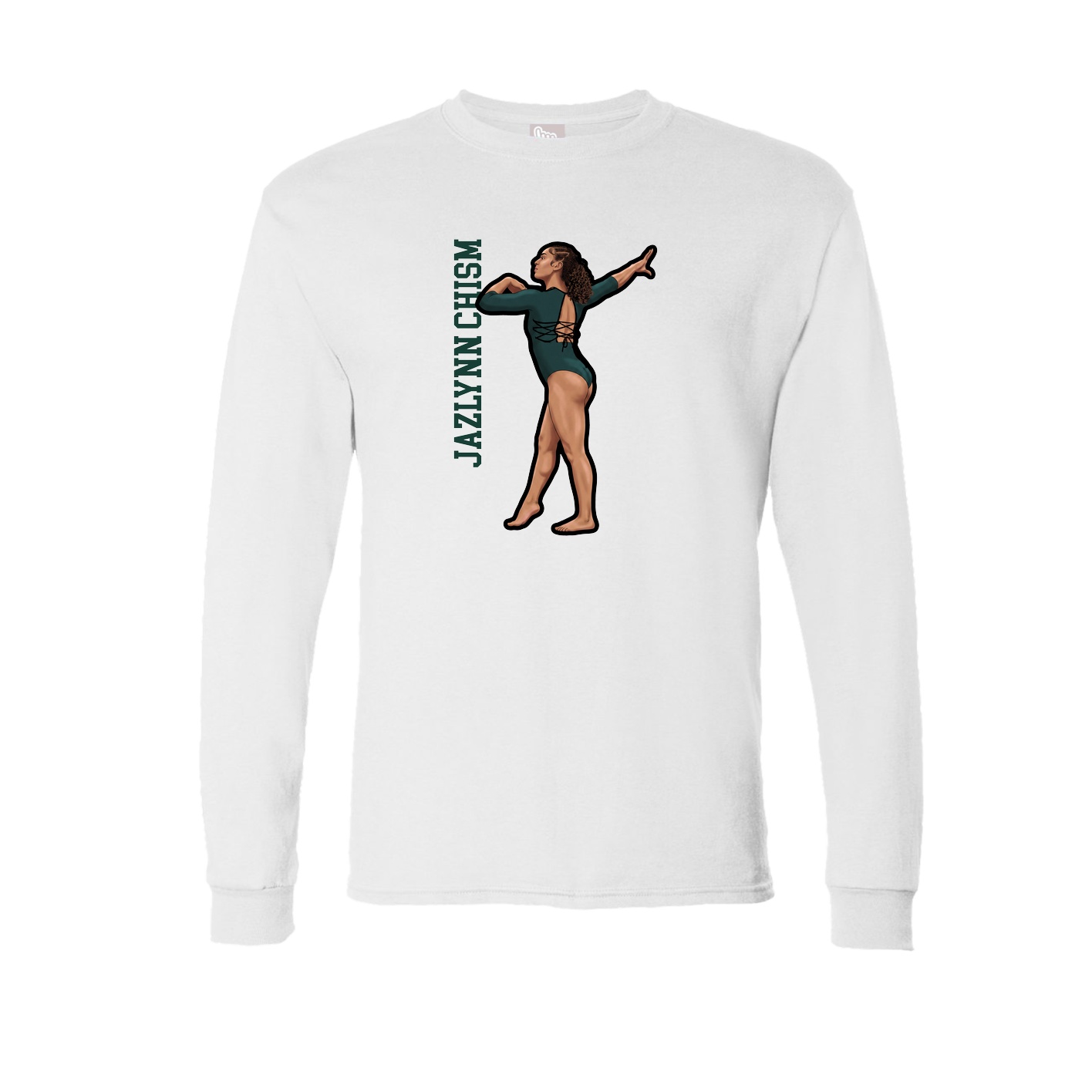 Long Sleeve Tee — Name Vertical in White