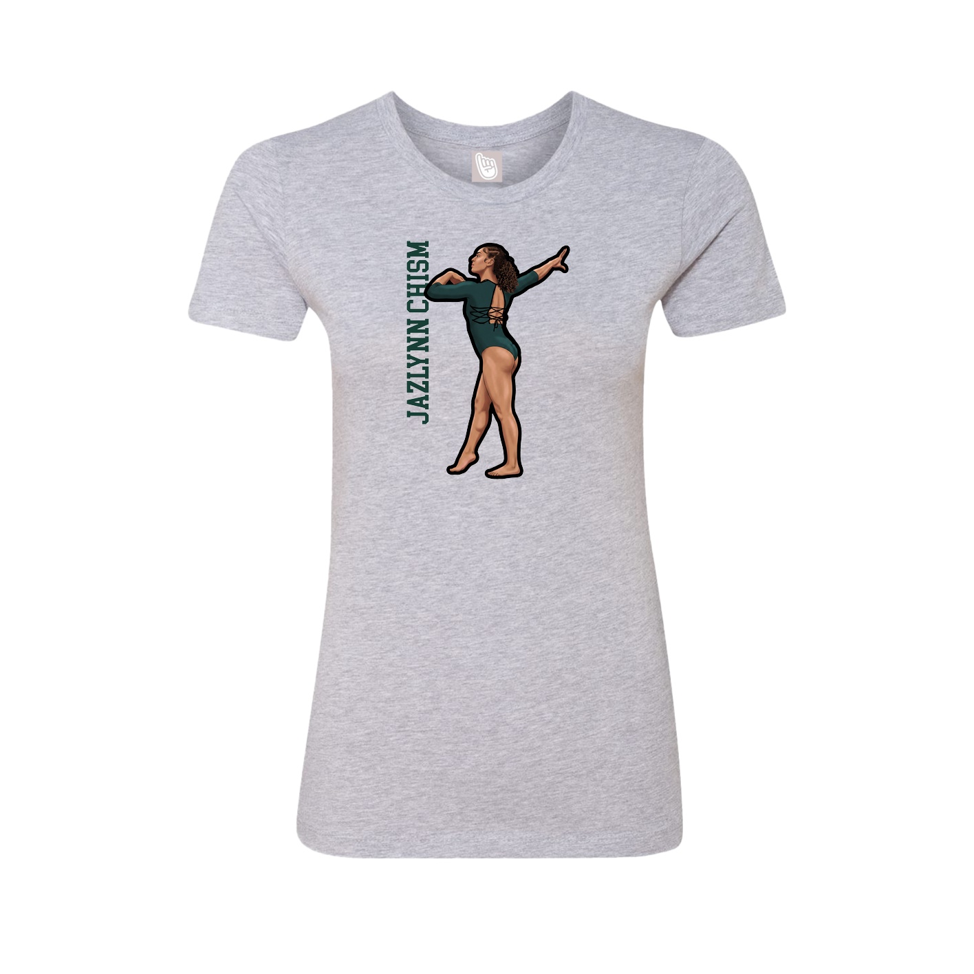 Fitted Women's Tee — Name Vertical in Grey