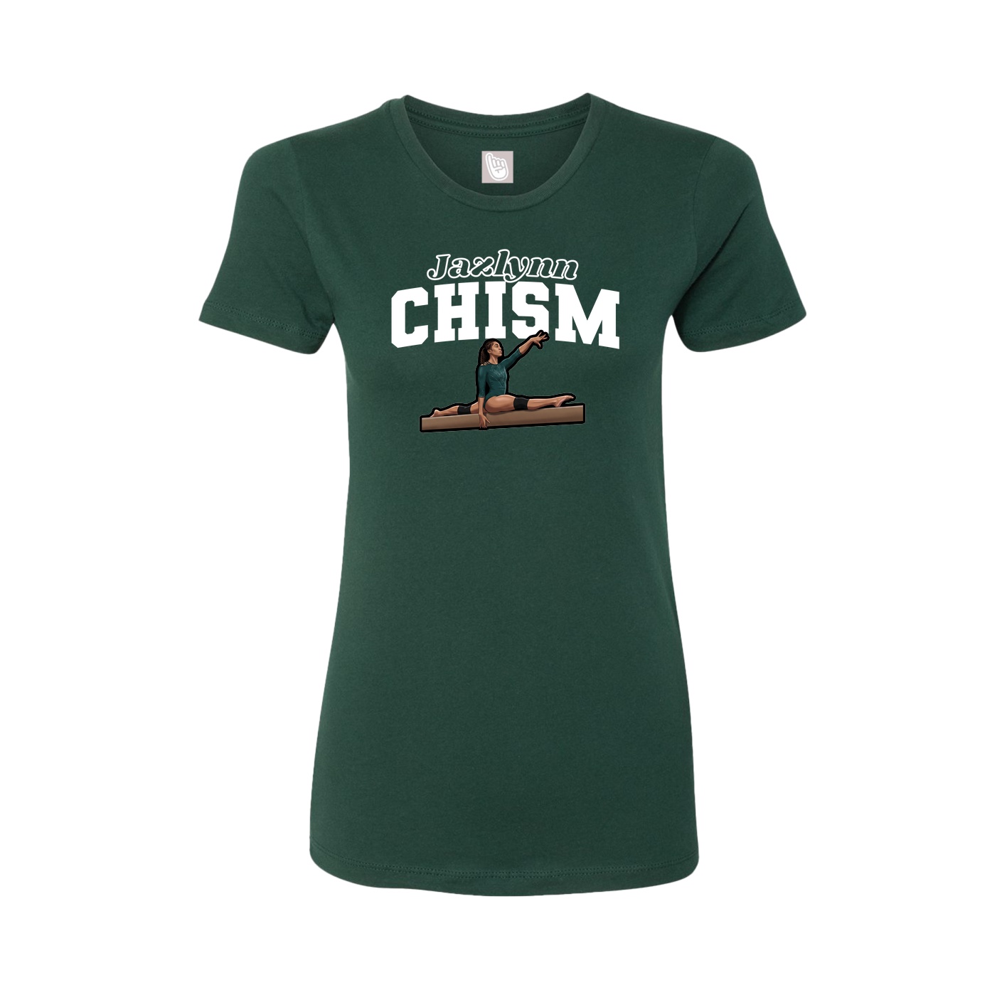 Fitted Women's Tee — Name Arch in Green