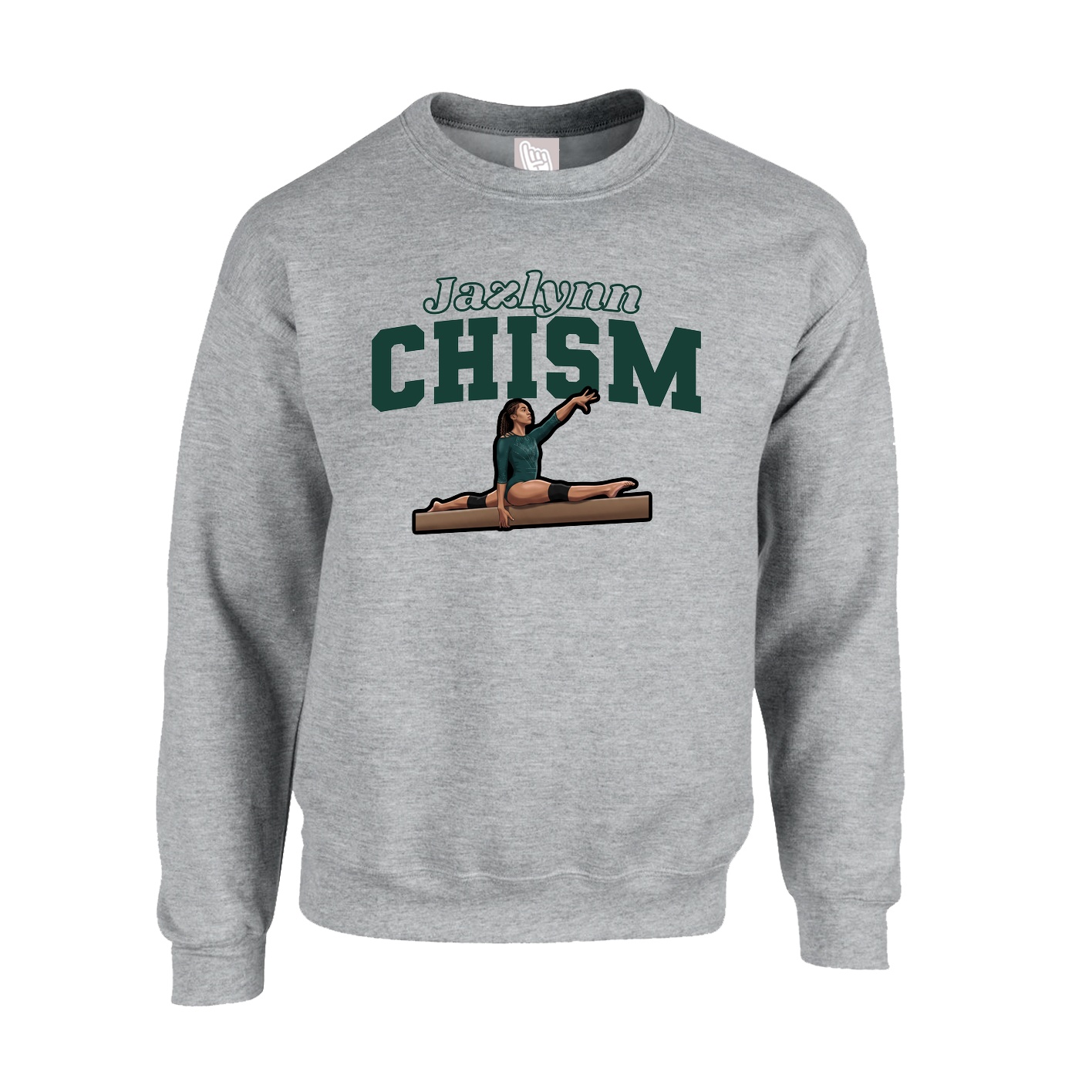 Fleece Crew — Name Arch in Grey