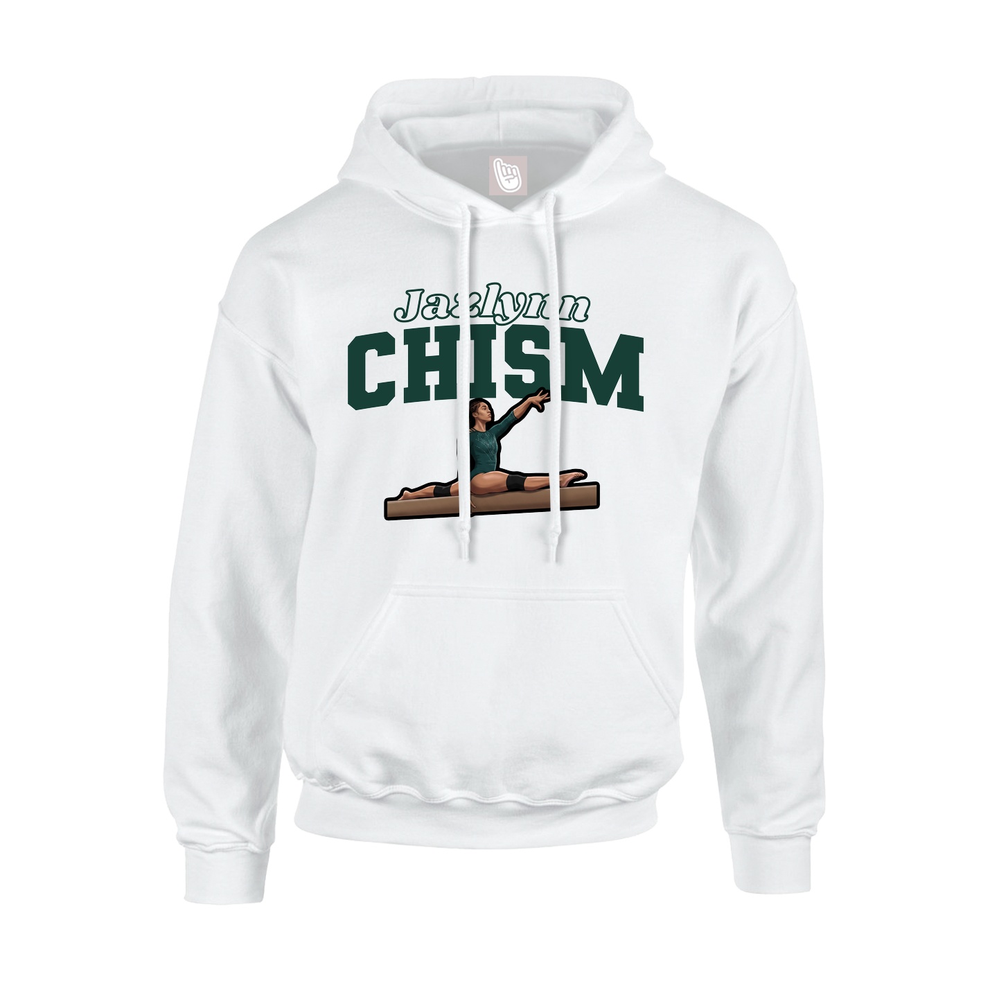 Youth Hoodie — Name Arch in White