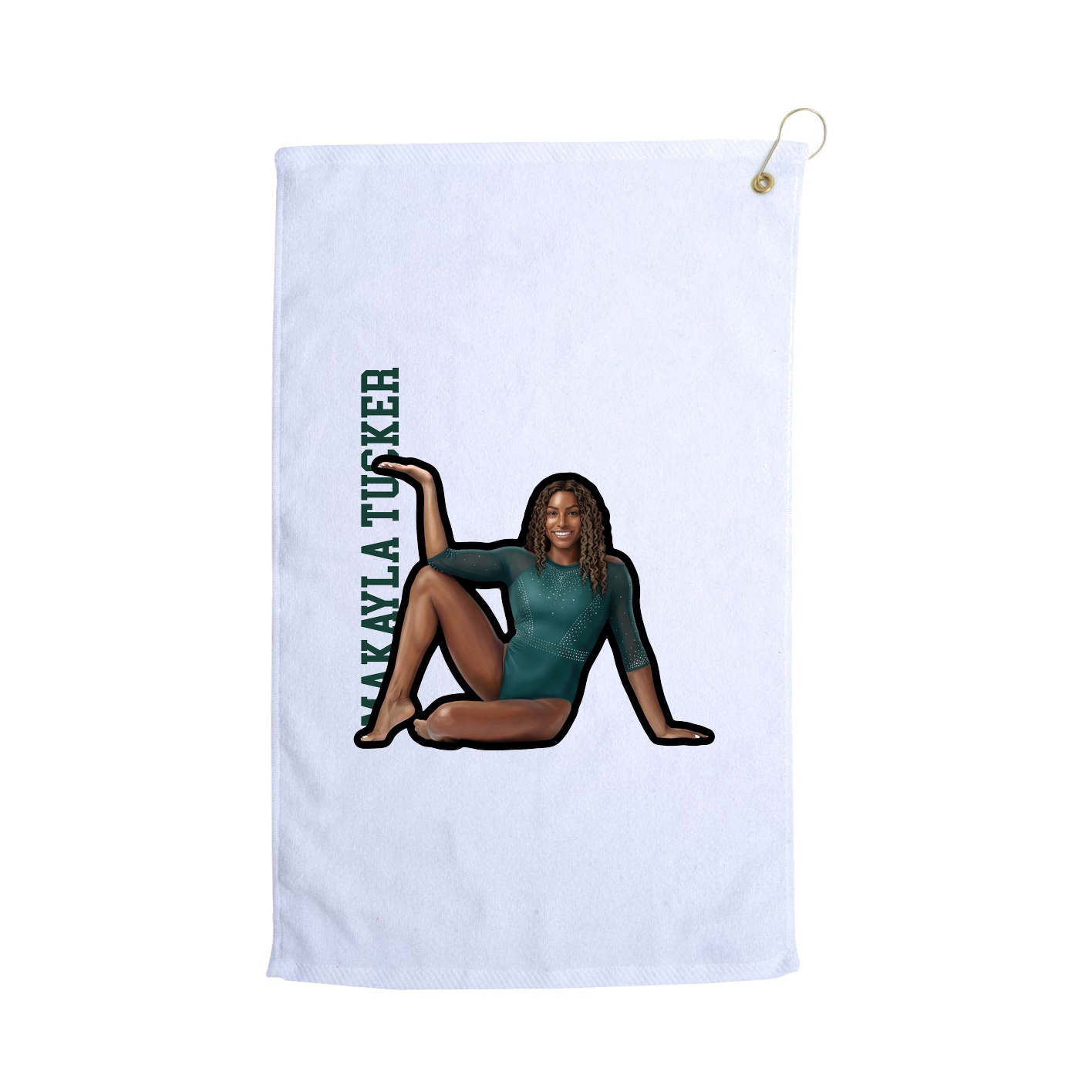 Golf Towel — Name Vertical in White