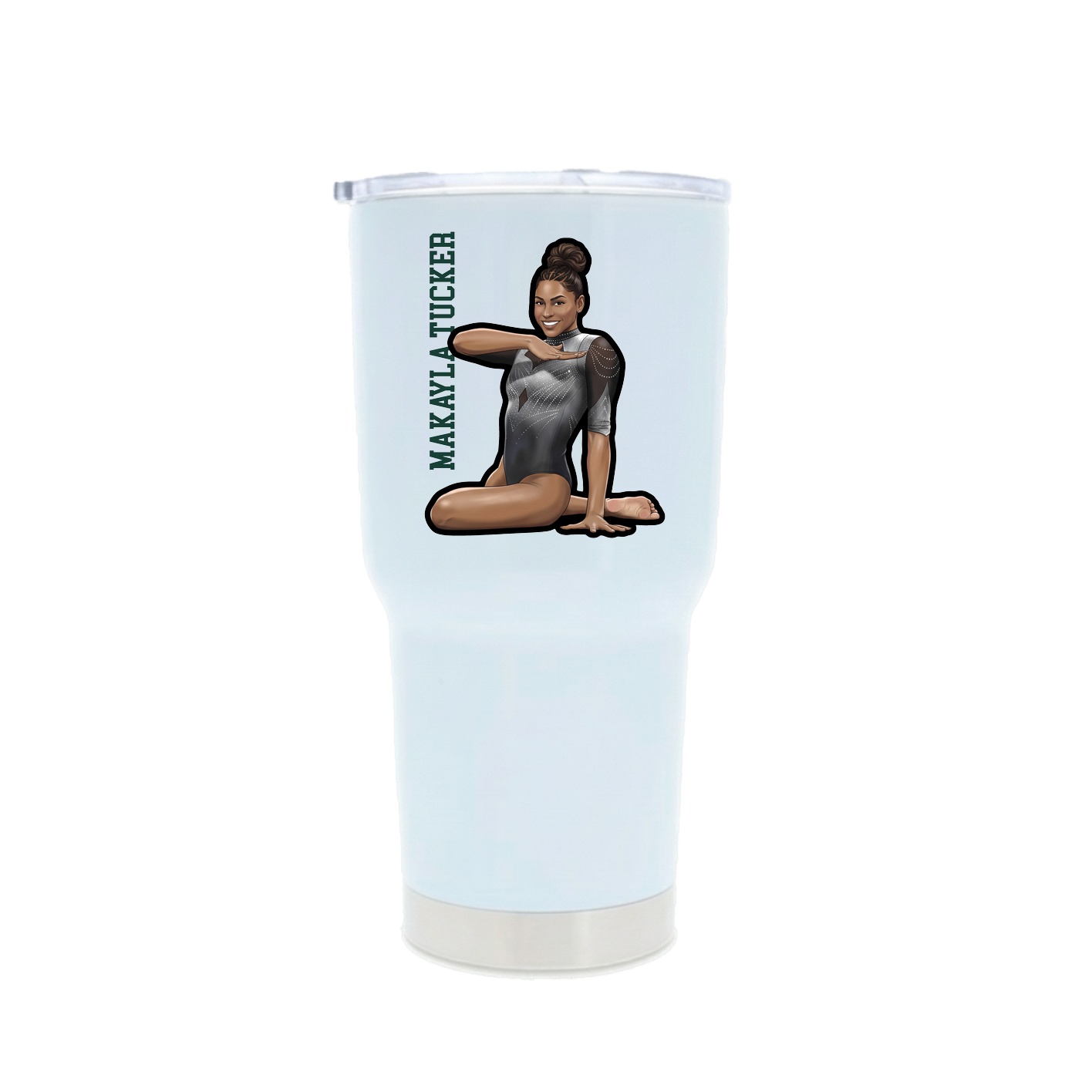 30oz Stainless Steel Tumbler — Name Vertical in White