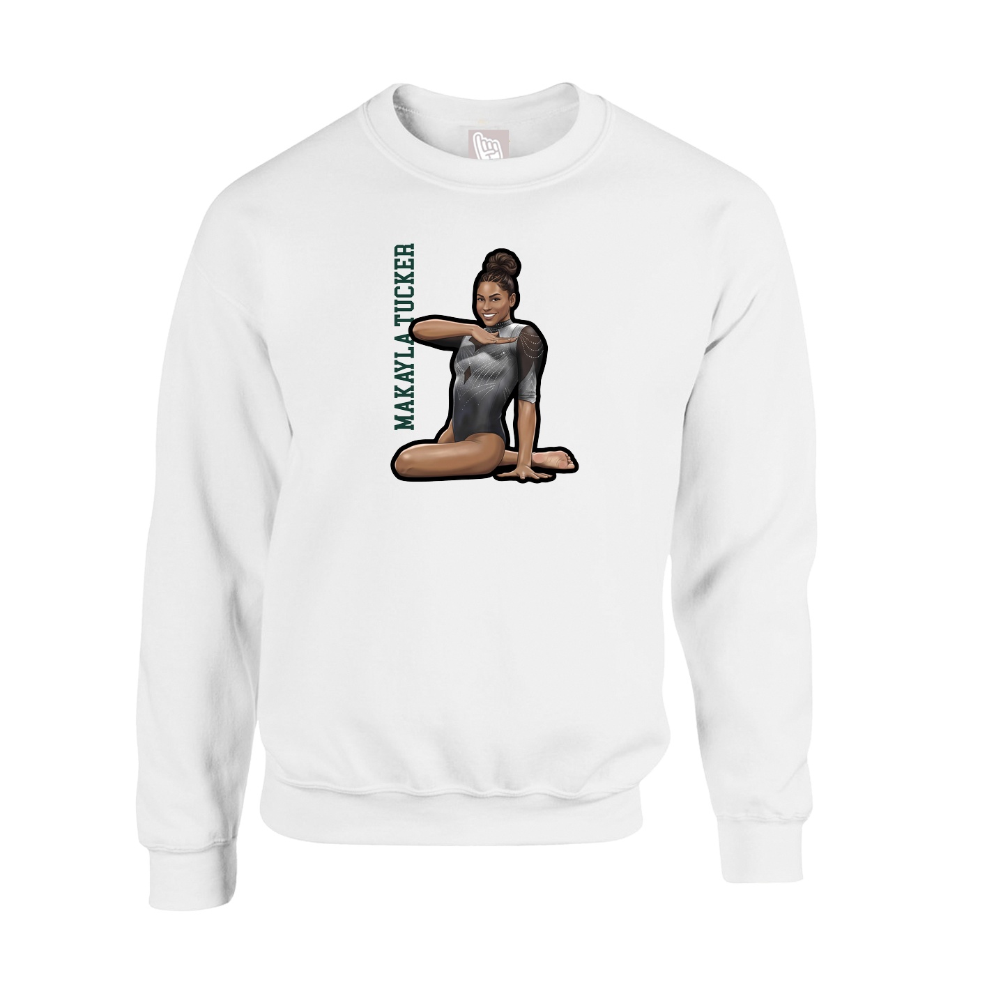 Fleece Crew — Name Vertical in White