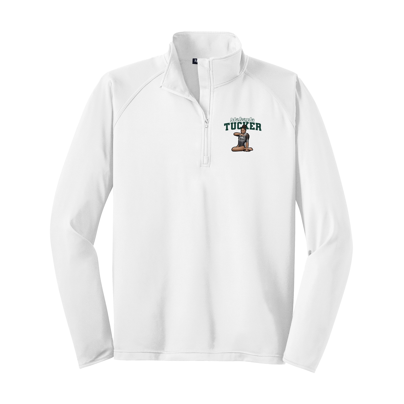 Q-Zip Pullover — Name Arch in White