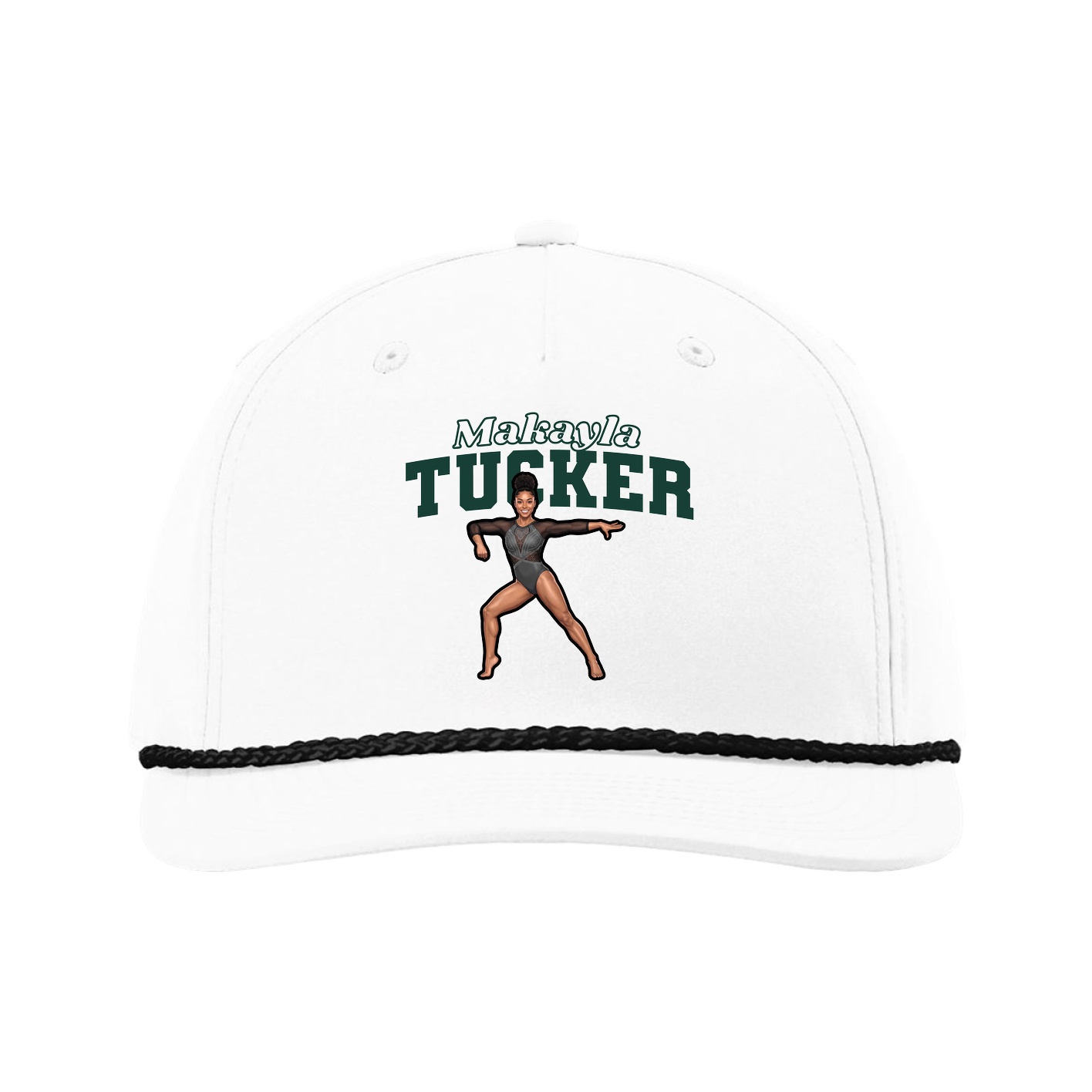Five-Panel Classic Rope Cap — Name Arch in White