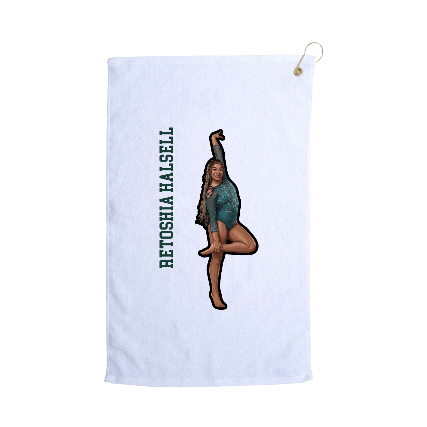 Golf Towel — Name Vertical in White