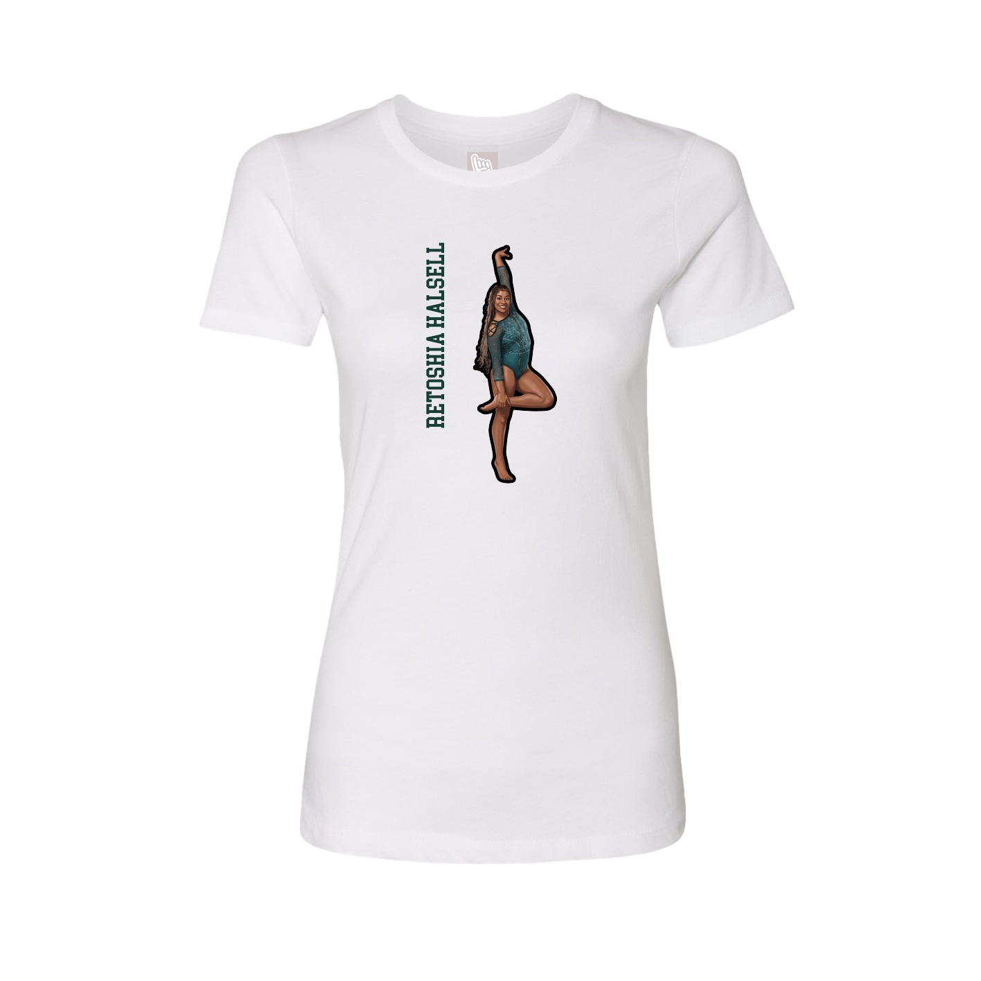 Fitted Women's Tee — Name Vertical in White
