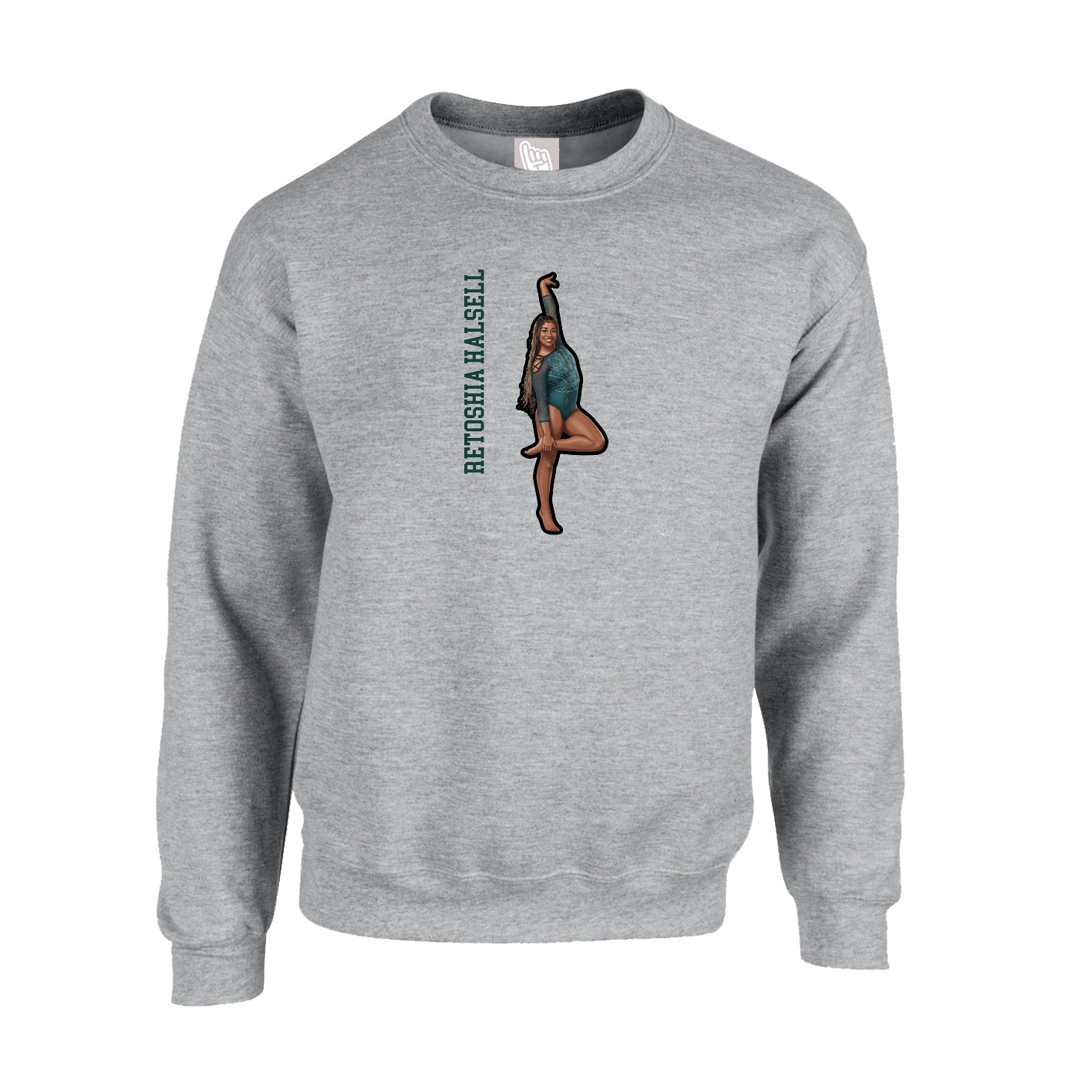 Fleece Crew — Name Vertical in Grey