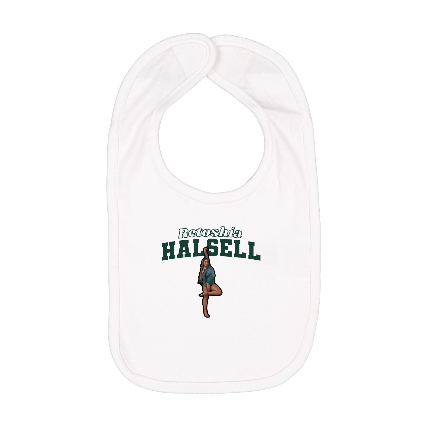 Infant Bib — Name Arch in White