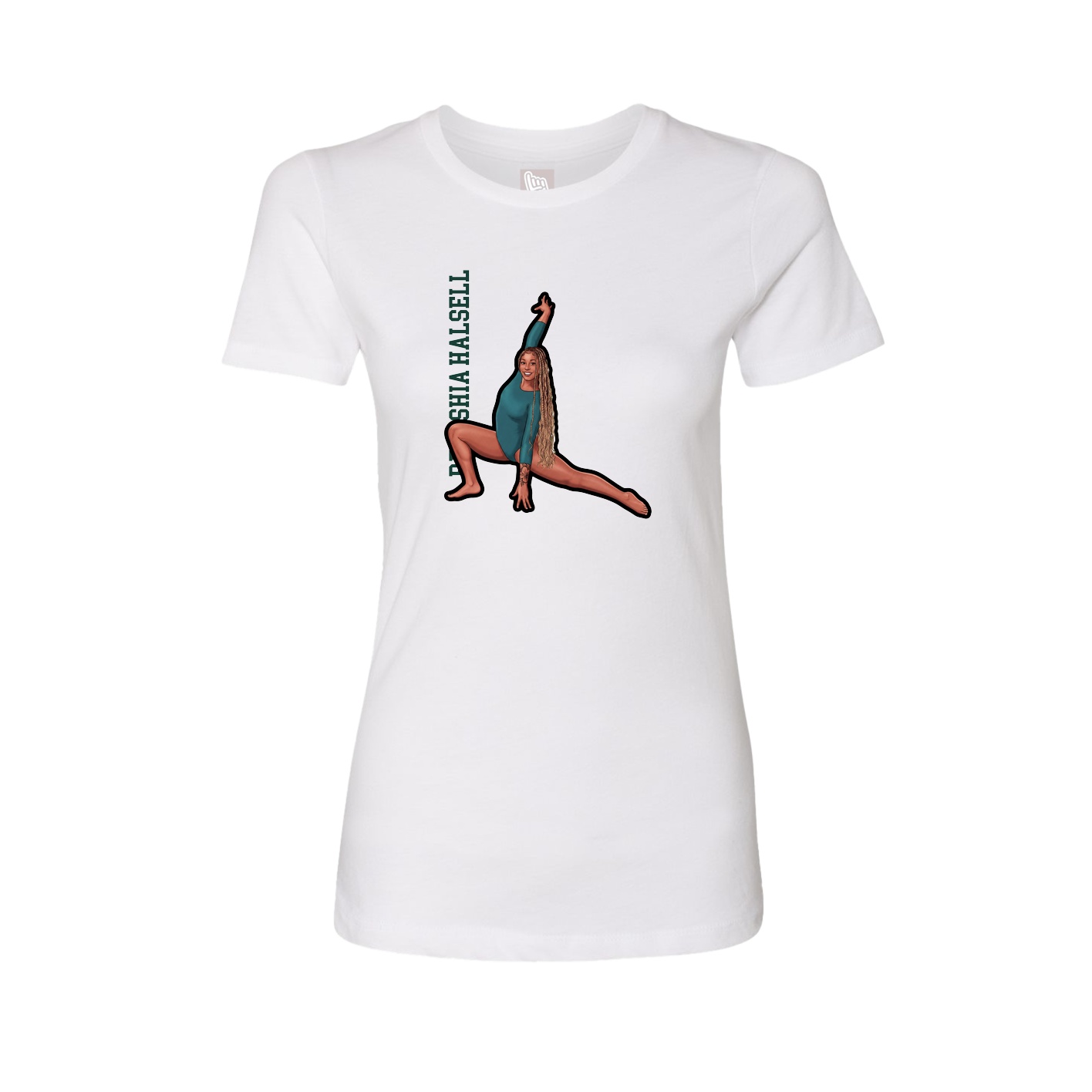 Fitted Women's Tee — Name Vertical in White