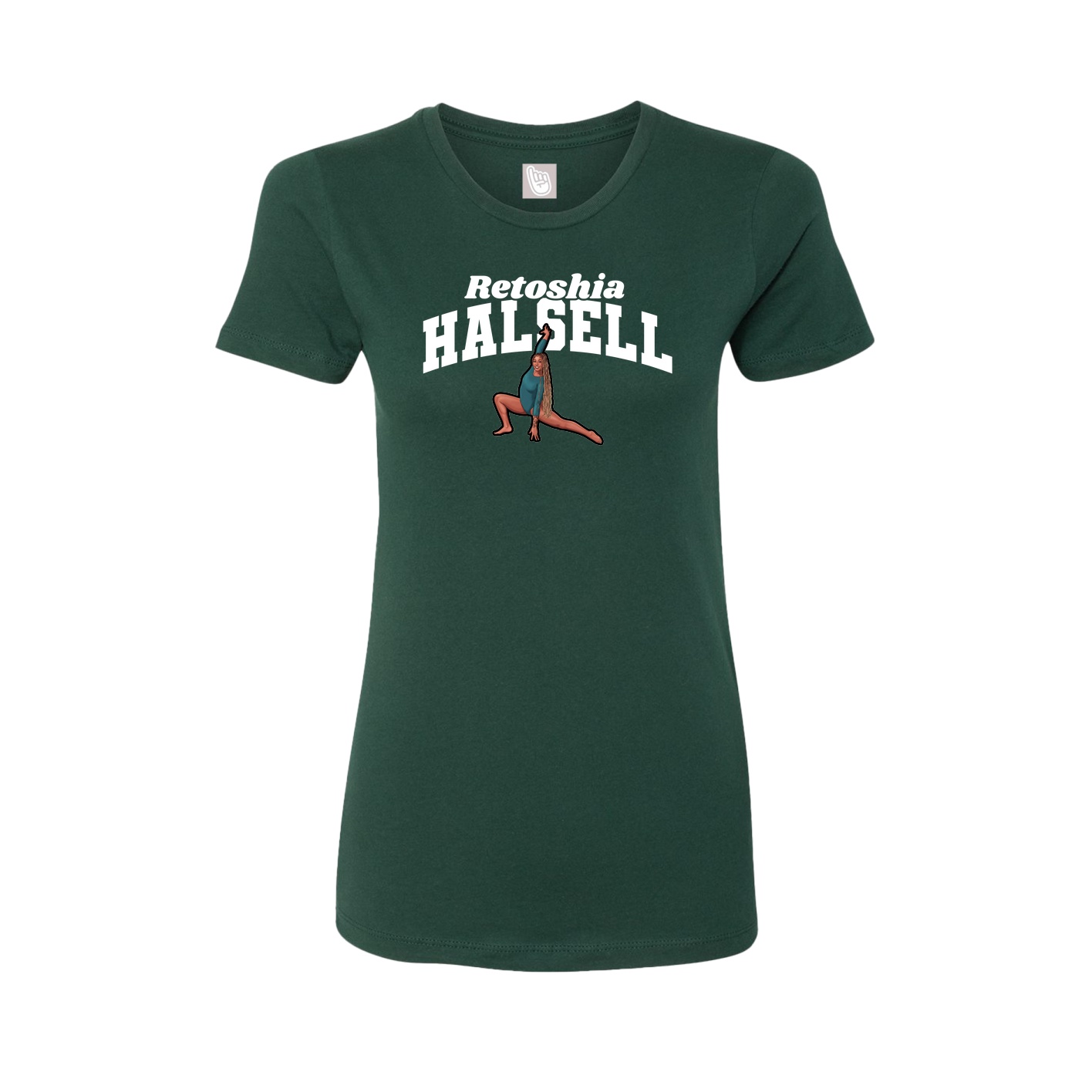 Fitted Women's Tee — Signature Arch in Green