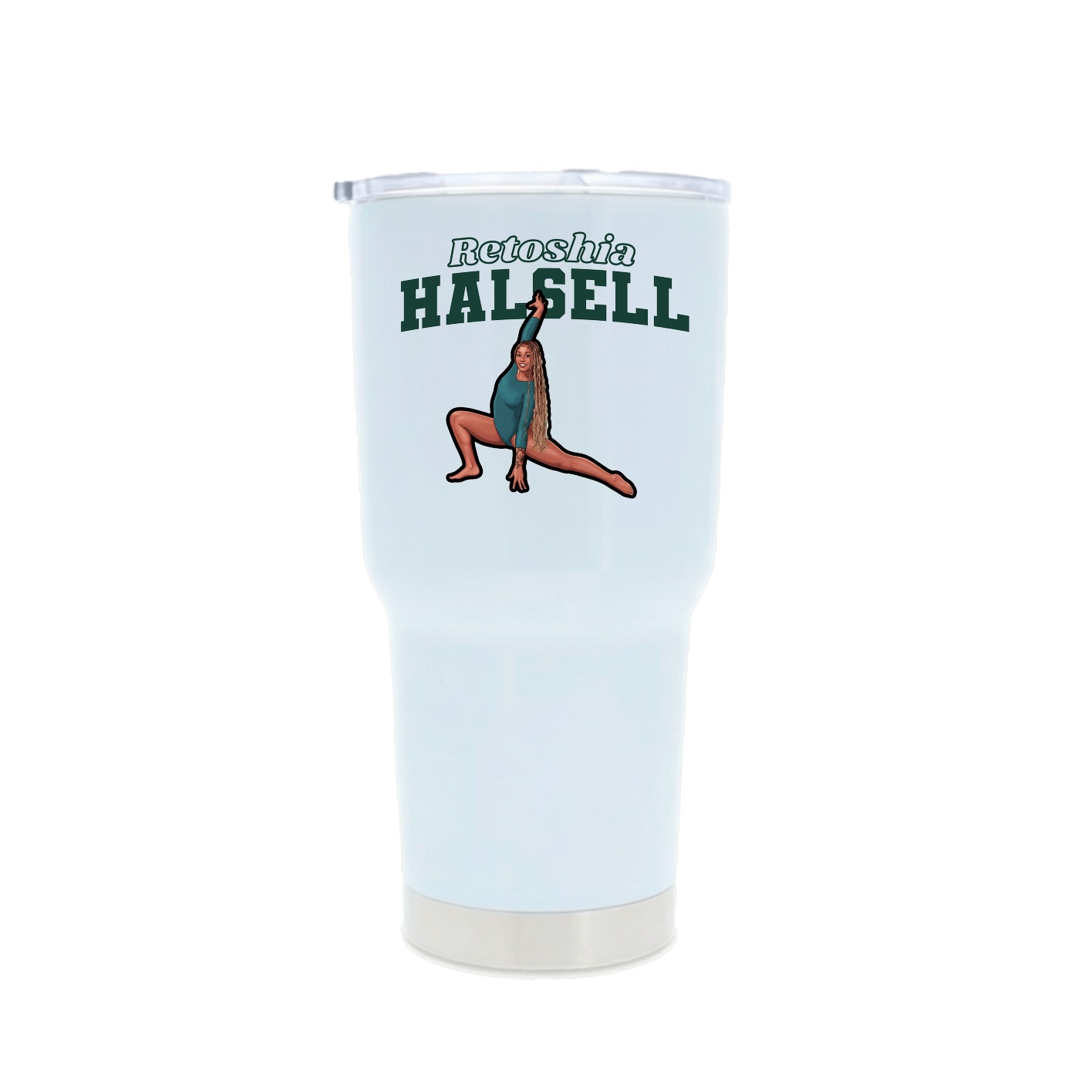 30oz Stainless Steel Tumbler — Name Arch in White