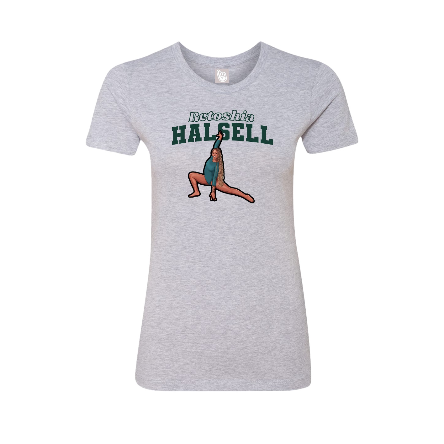Fitted Women's Tee — Name Arch in Grey