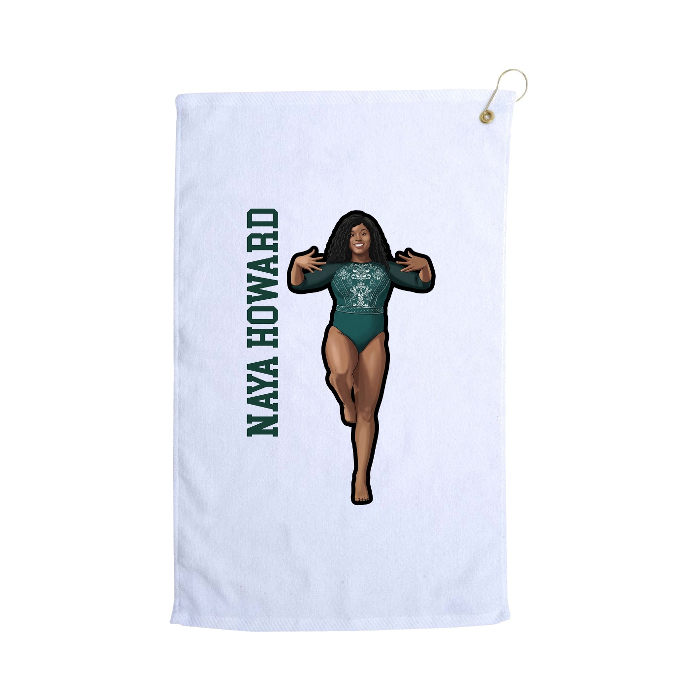 Golf Towel — Name Vertical in White