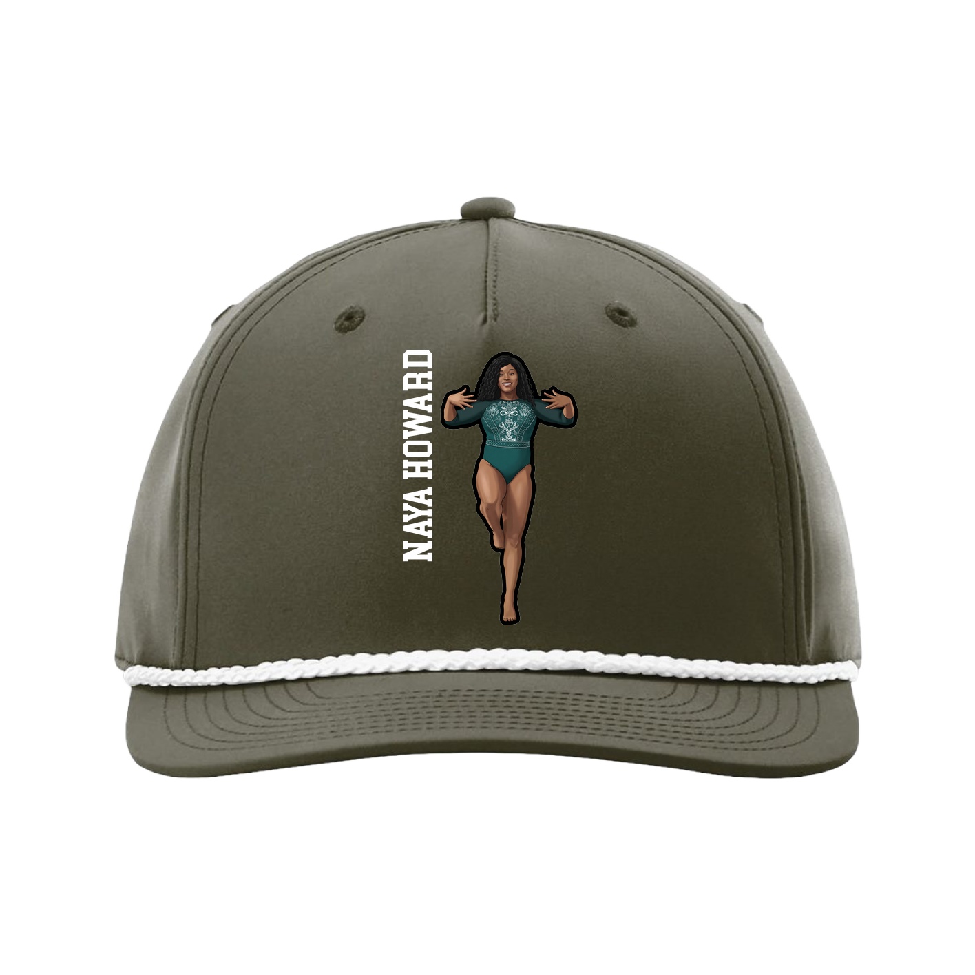 Five-Panel Classic Rope Cap — Name Vertical in Green