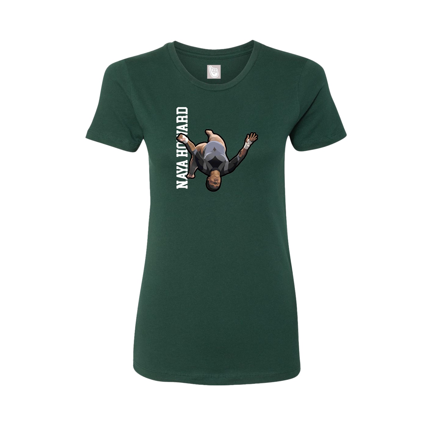 Fitted Women's Tee — Name Vertical in Green