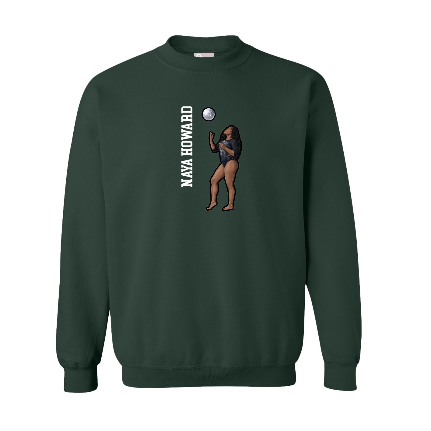 Fleece Crew — Name Vertical in Green