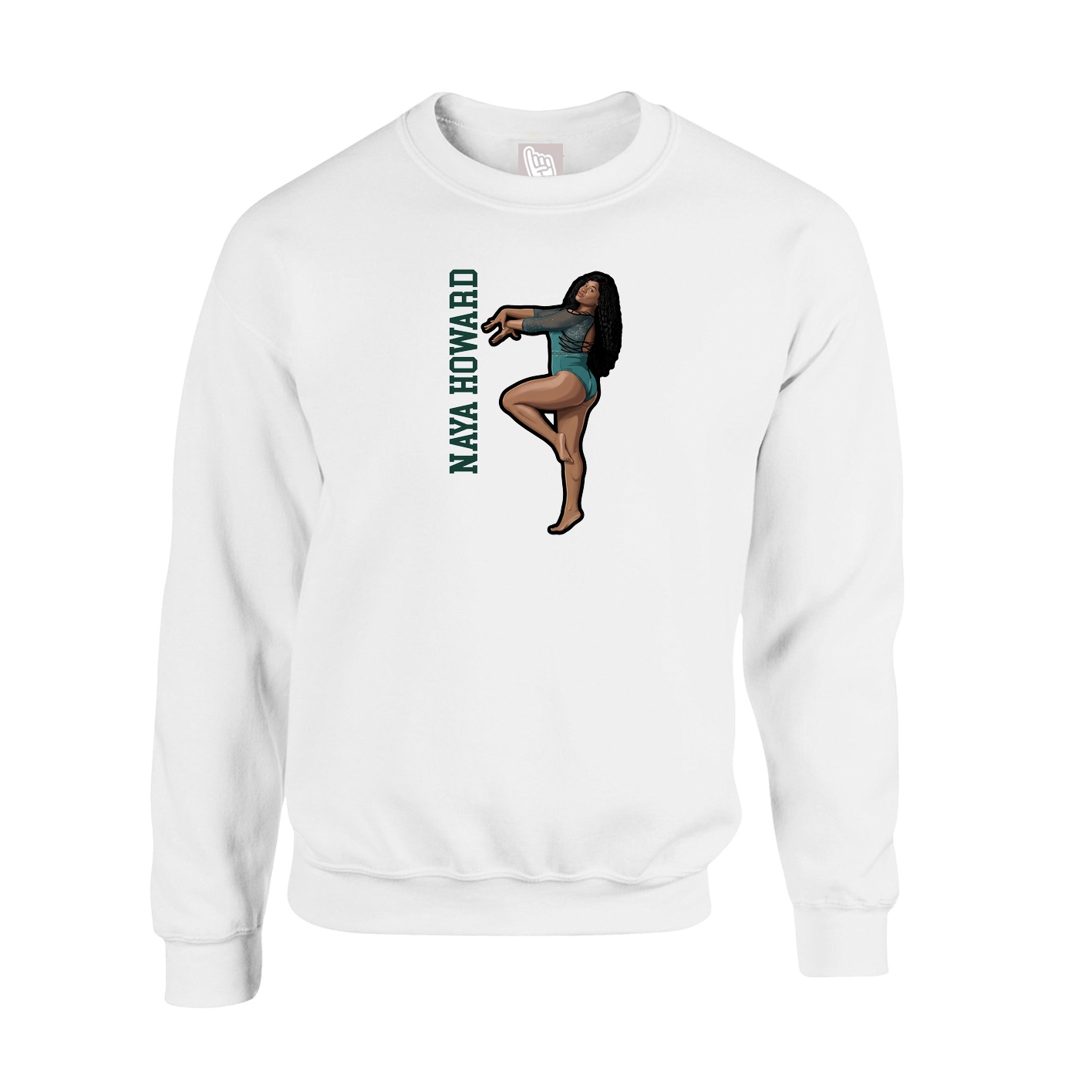 Fleece Crew — Name Vertical in White