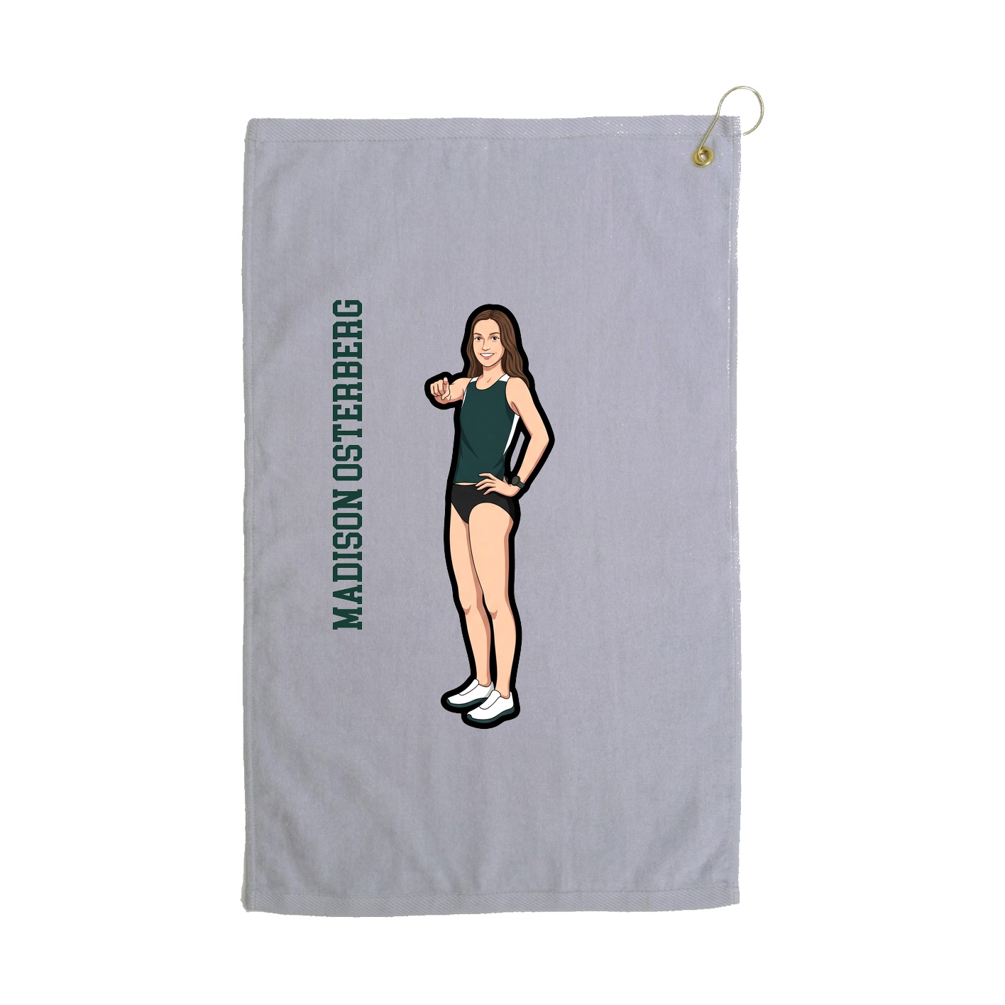 Golf Towel — Name Vertical in Grey